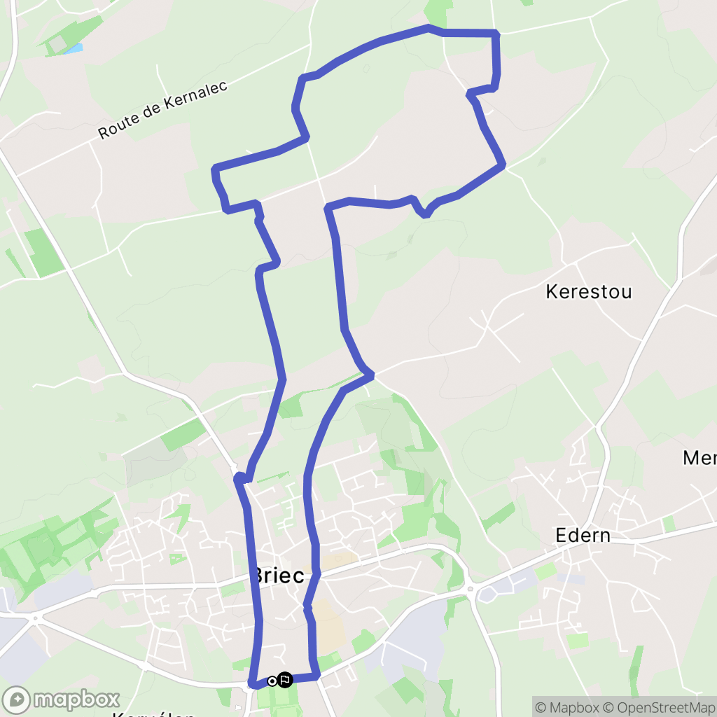 Briec : carte du parcours de randonnée - France