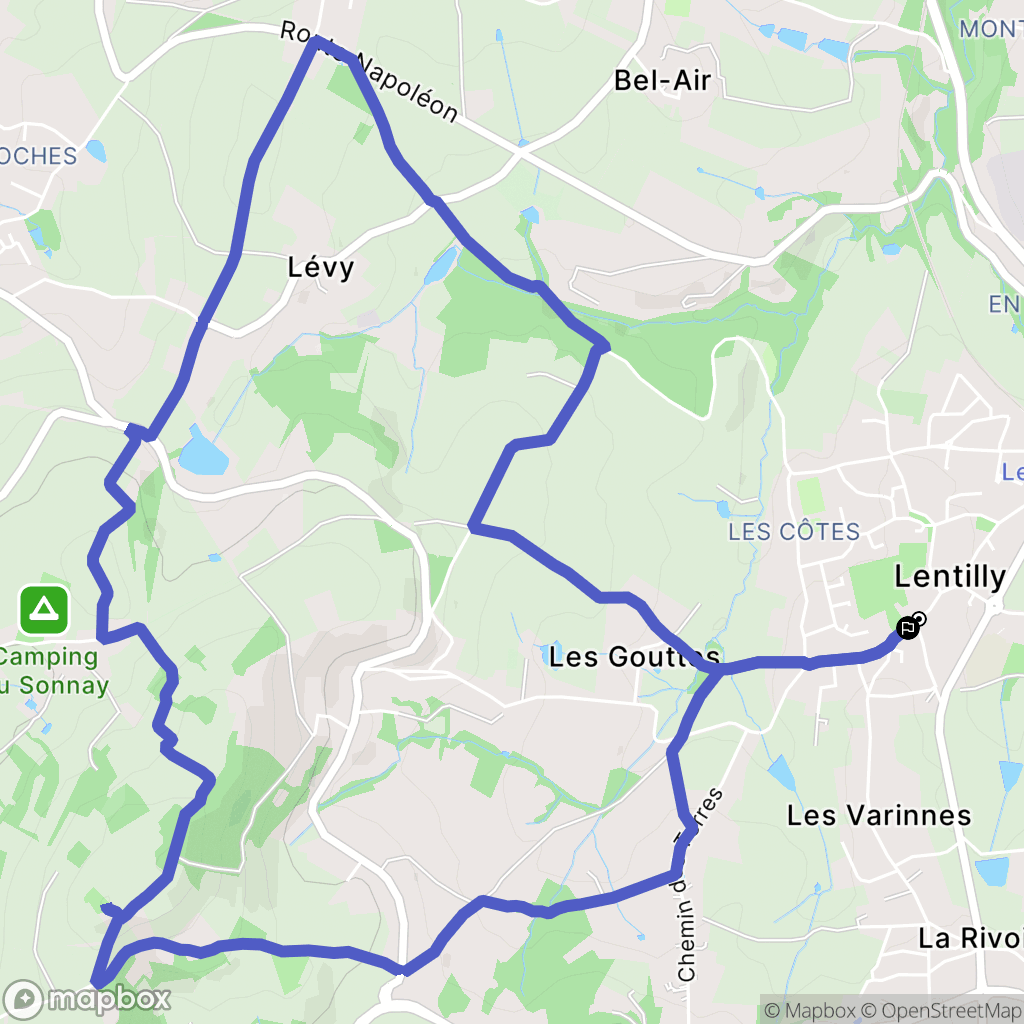 Lentilly : carte du parcours de randonnée - France
