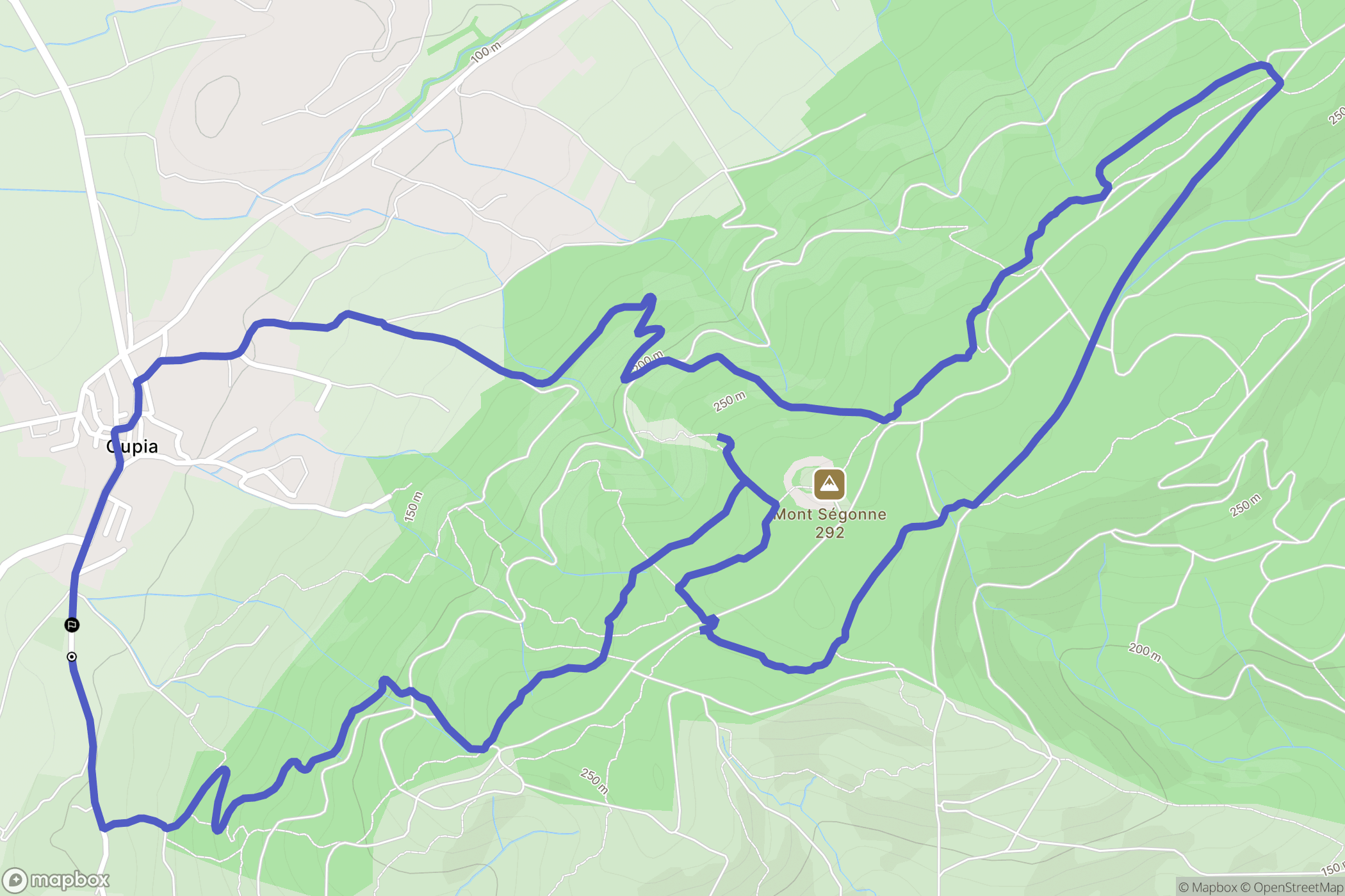 Oupia : carte du parcours de randonnée - France