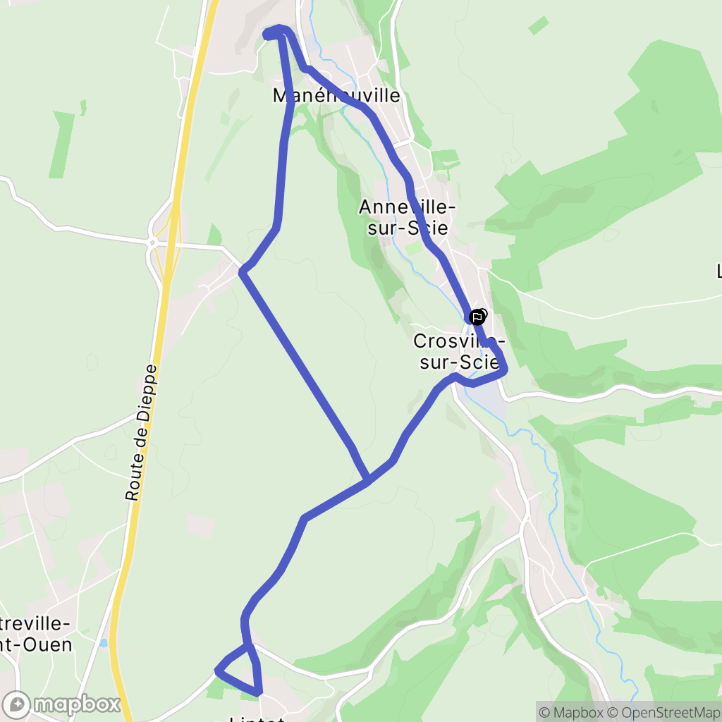 Crosville-sur-Scie : carte du parcours de randonnée - France