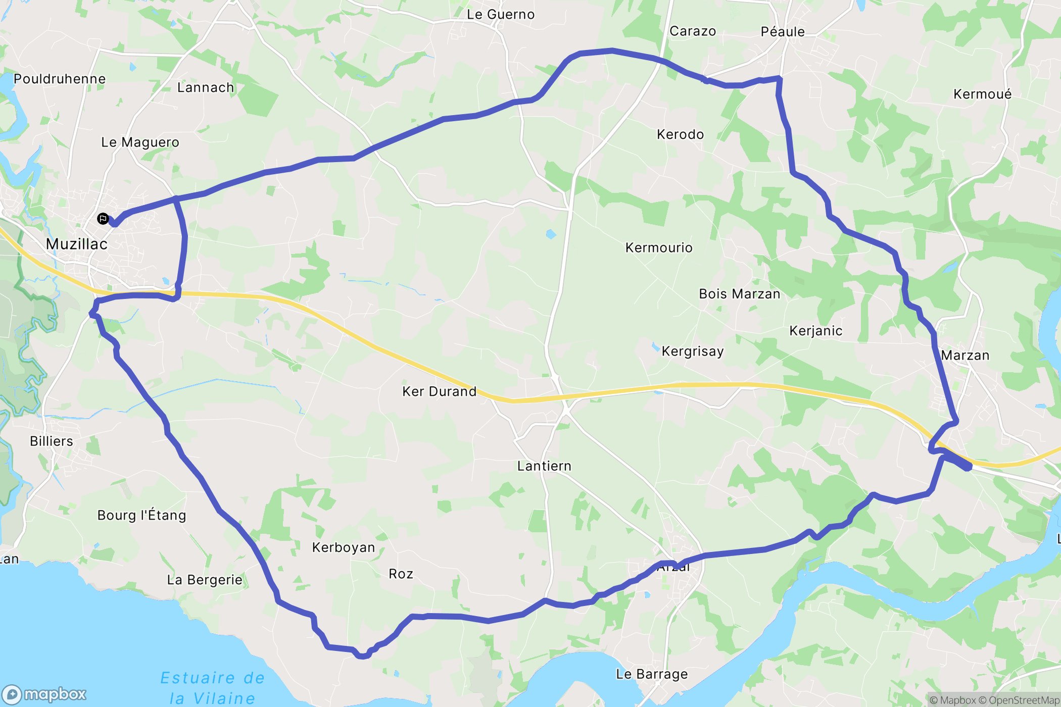 Muzillac : carte du parcours de randonnée - France