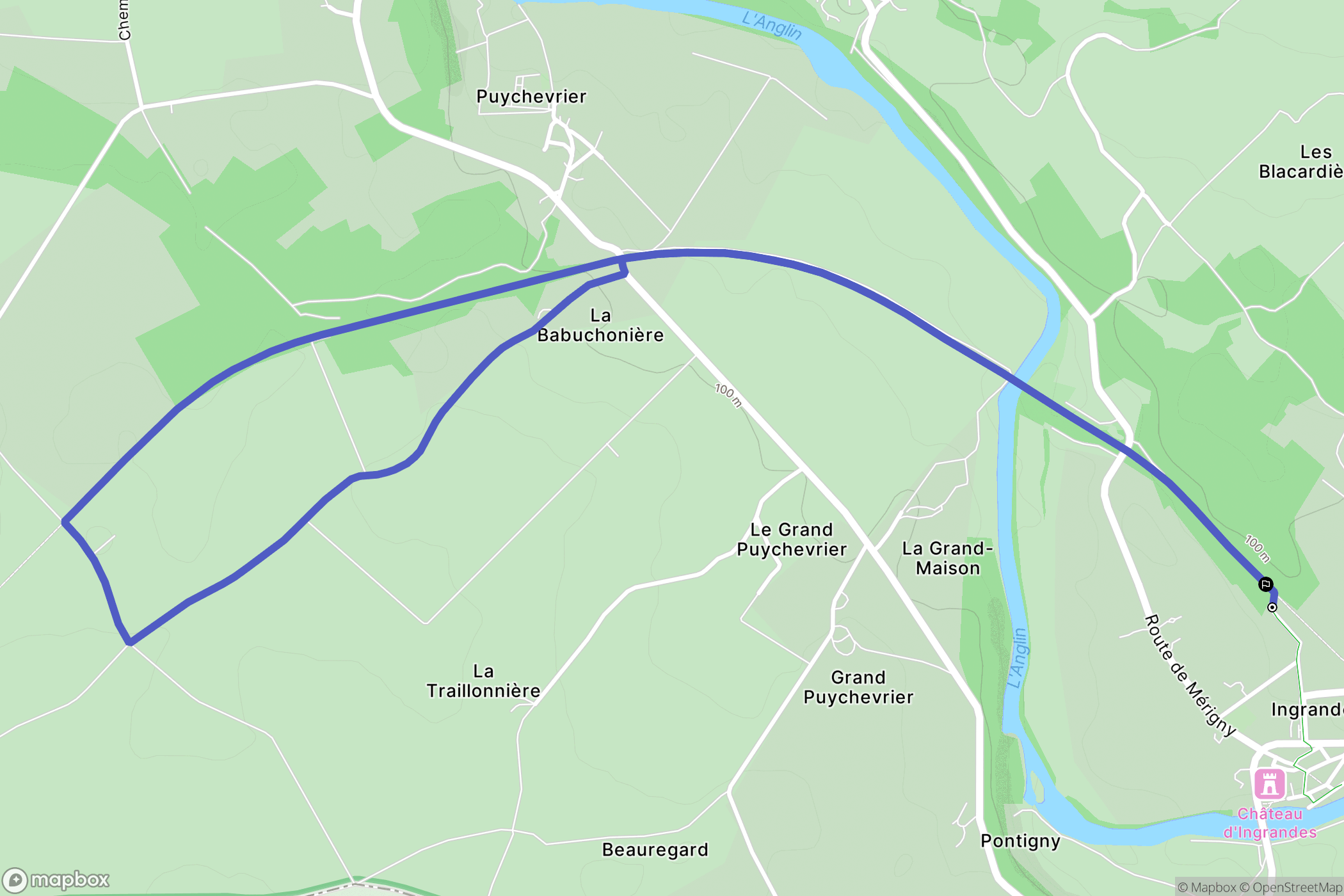 Ingrandes : carte du parcours de randonnée - France