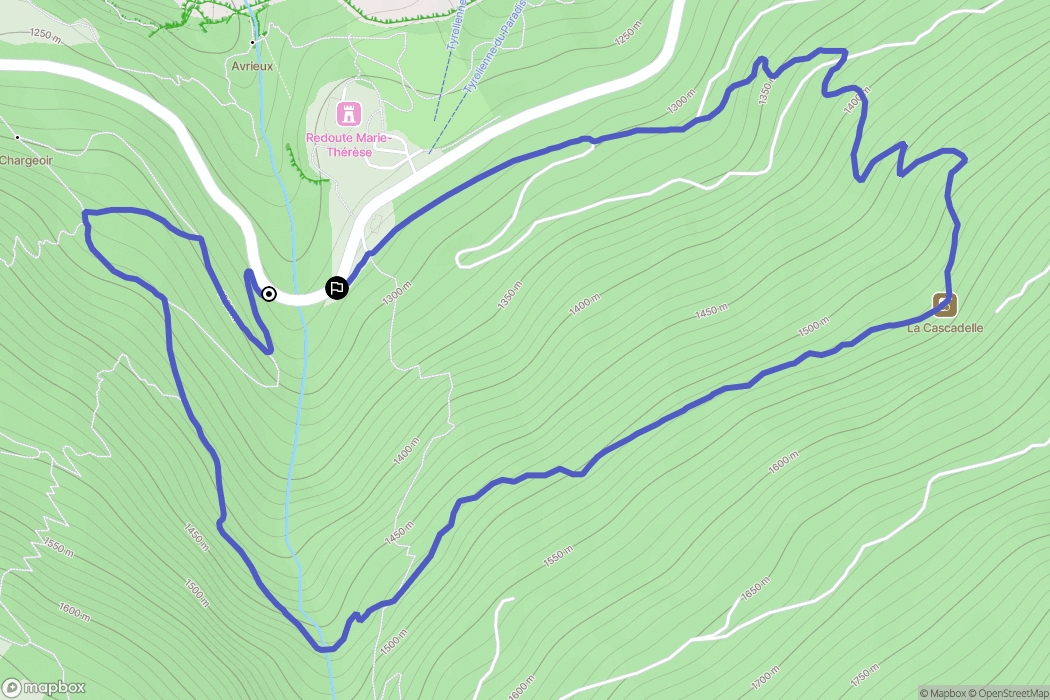 Avrieux : carte du parcours de randonnée - France