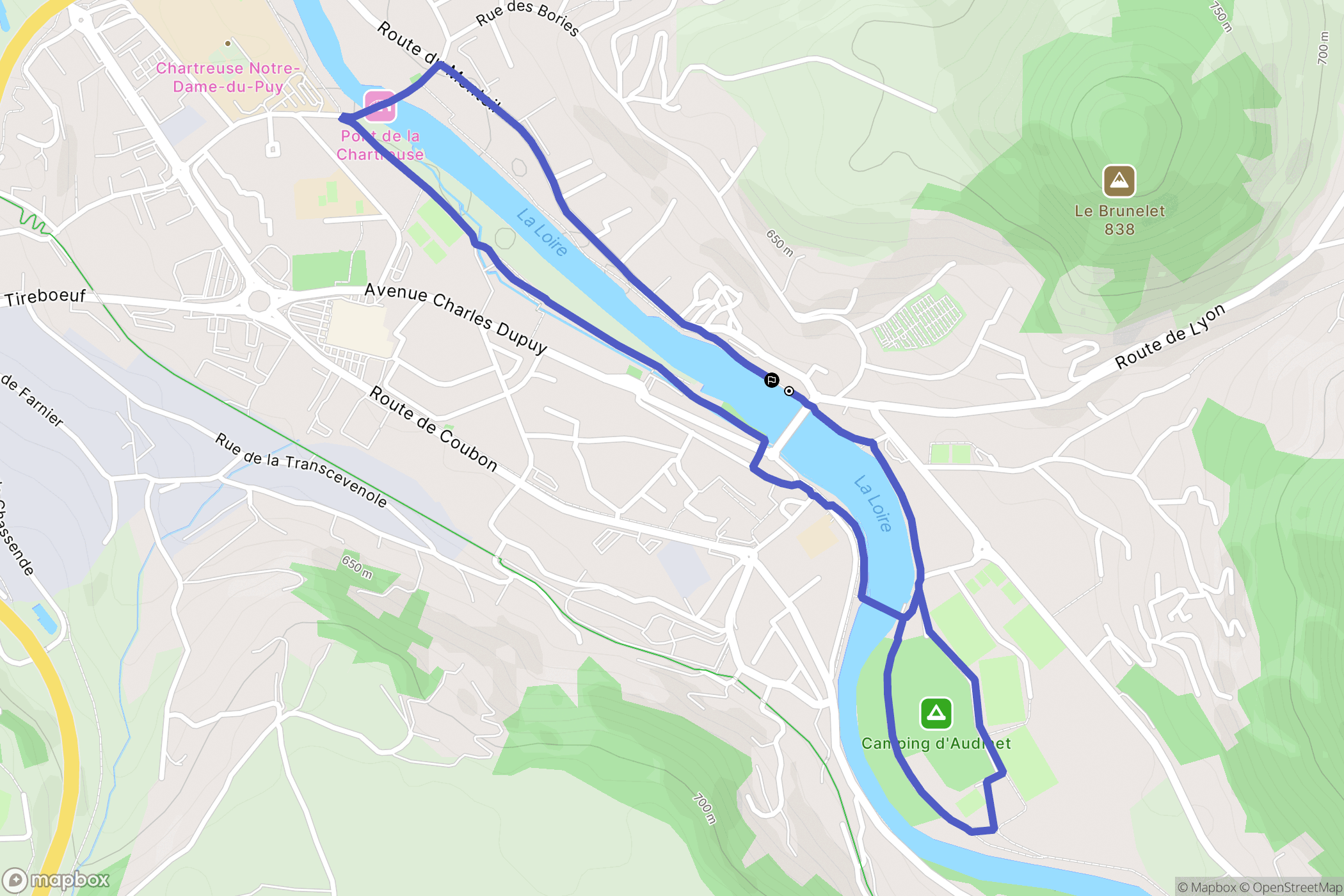 Brives-Charensac : carte du parcours de randonnée - France