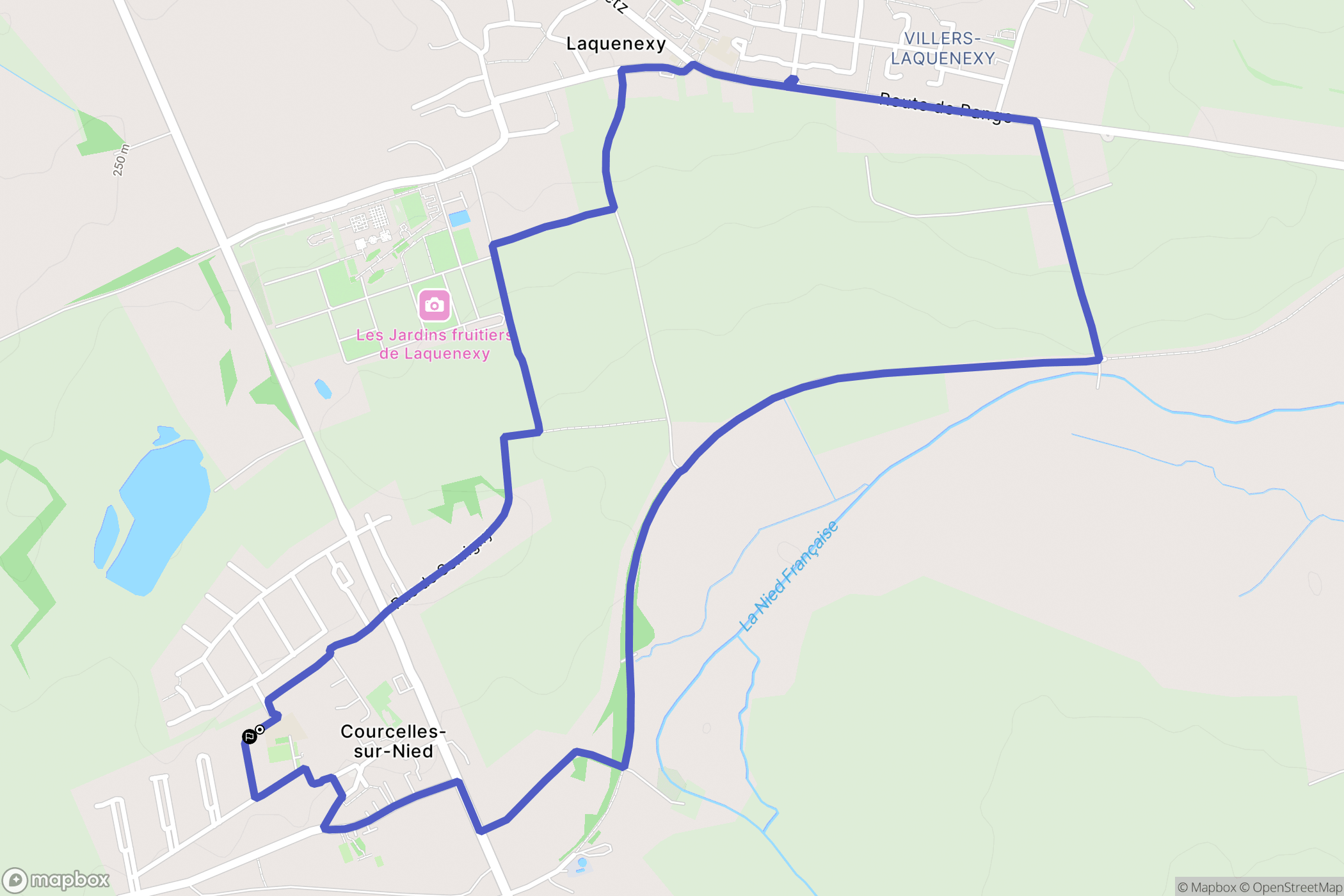 Courcelles-sur-Nied : carte du parcours de randonnée - France
