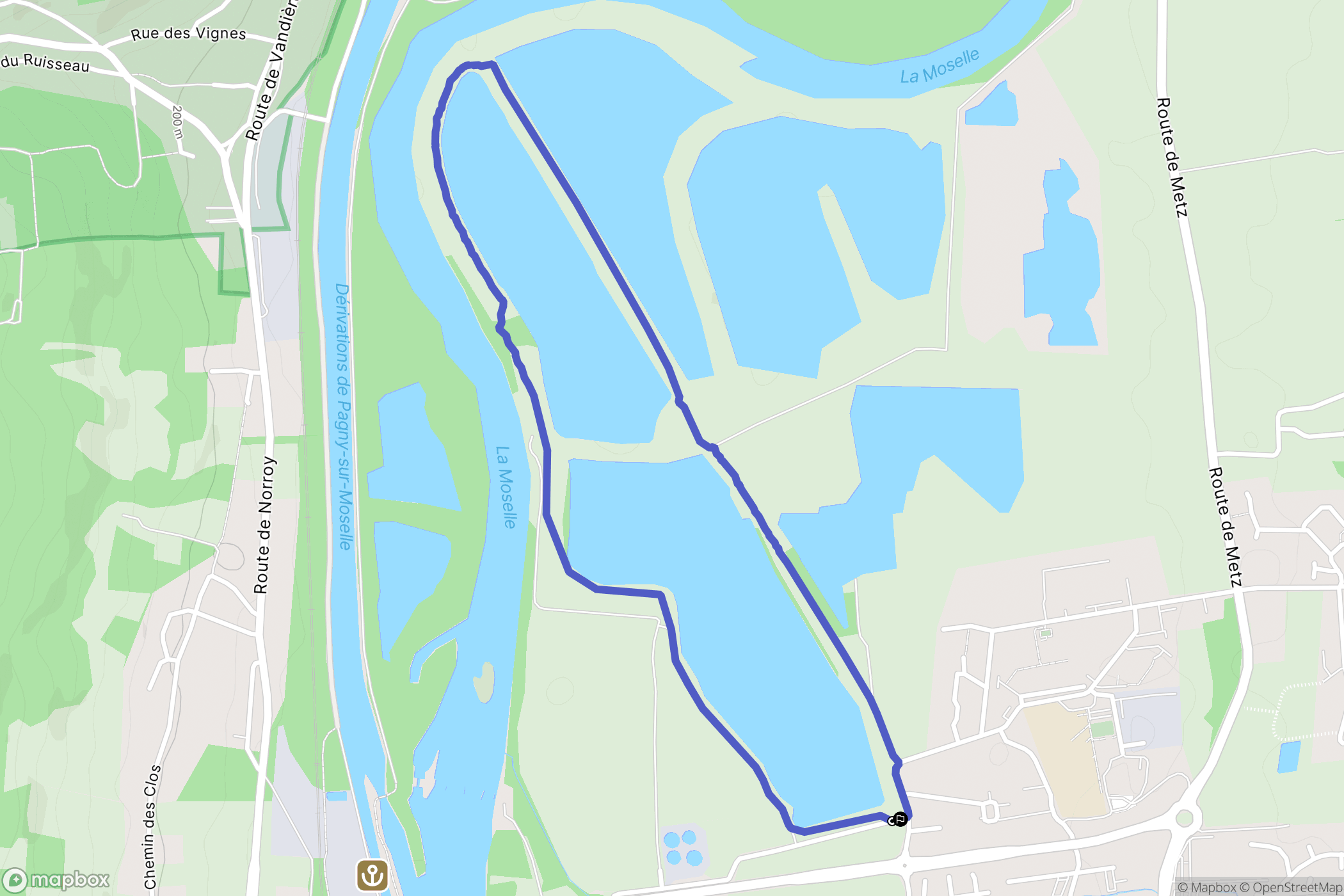 Pont-à-Mousson : carte du parcours de randonnée - France