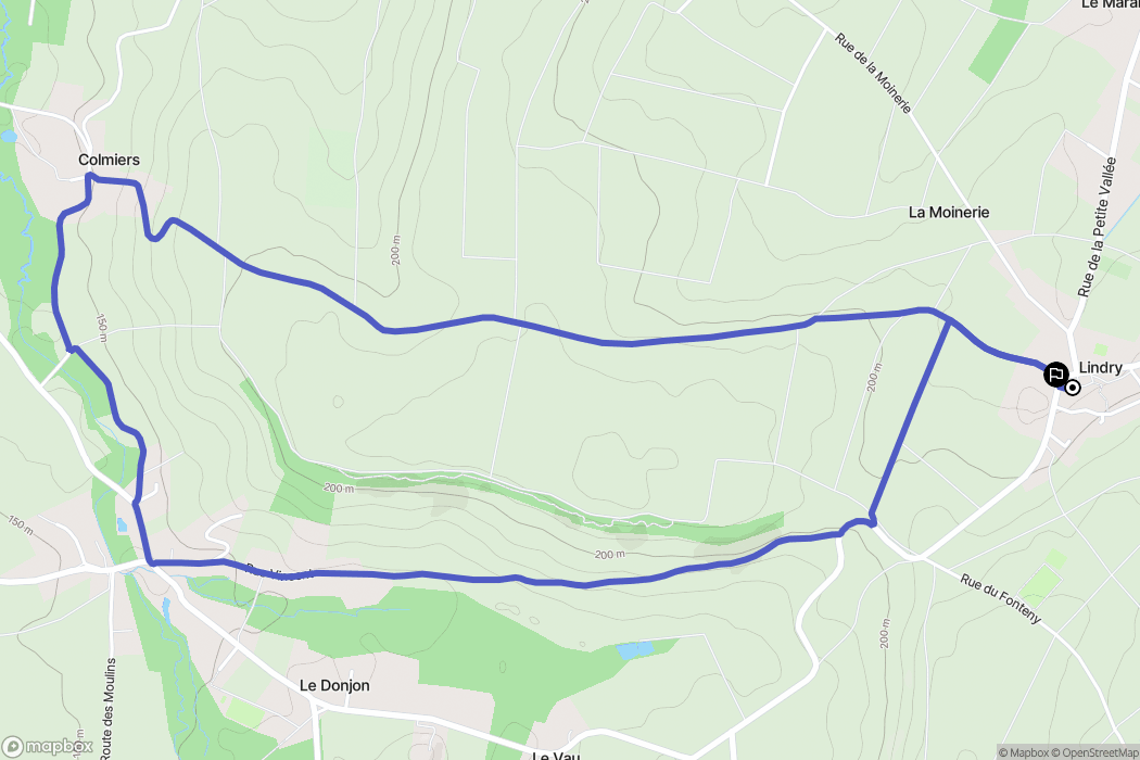 Lindry : carte du parcours de randonnée - France