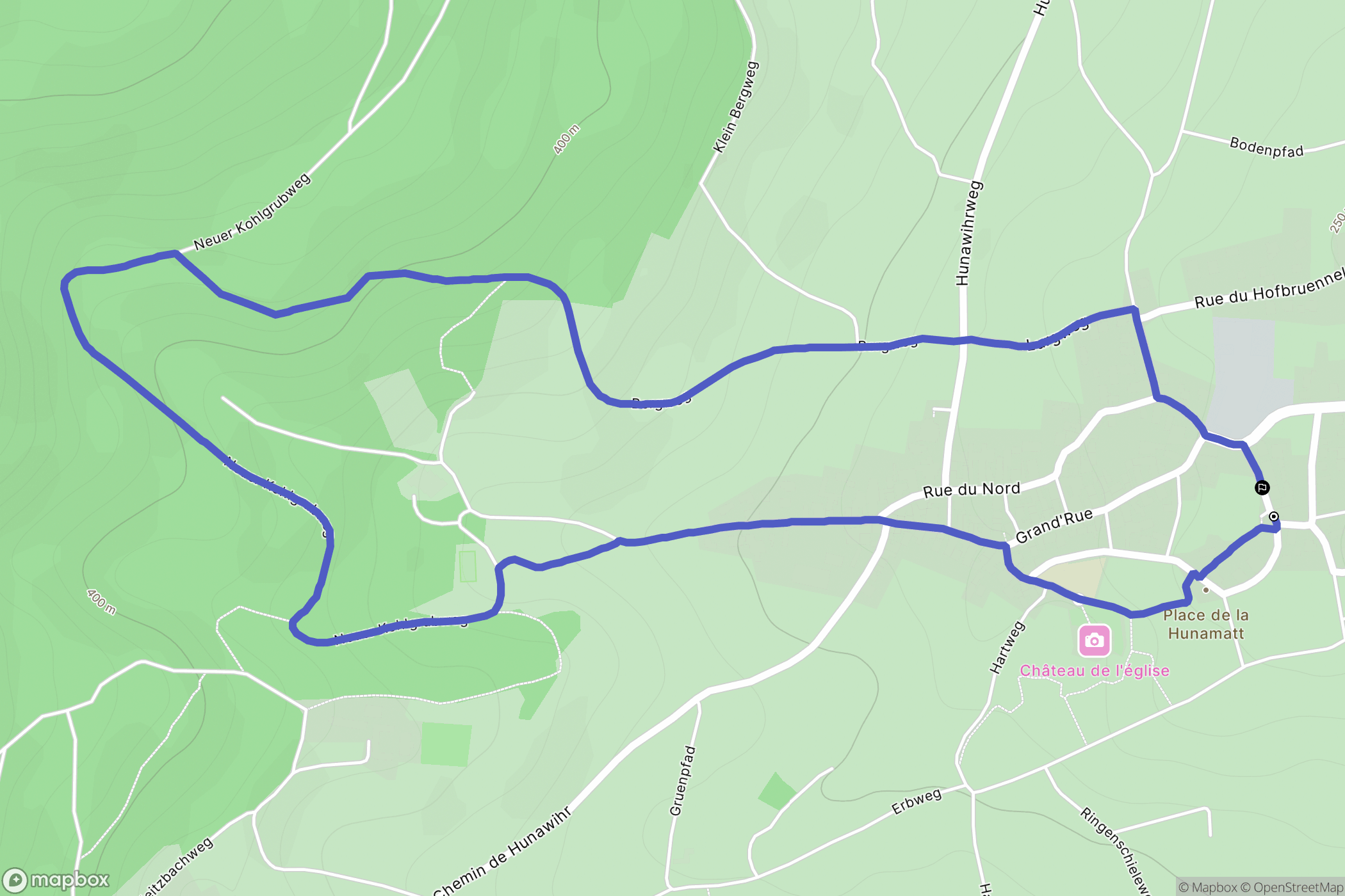 Hunawihr : carte du parcours de randonnée - France