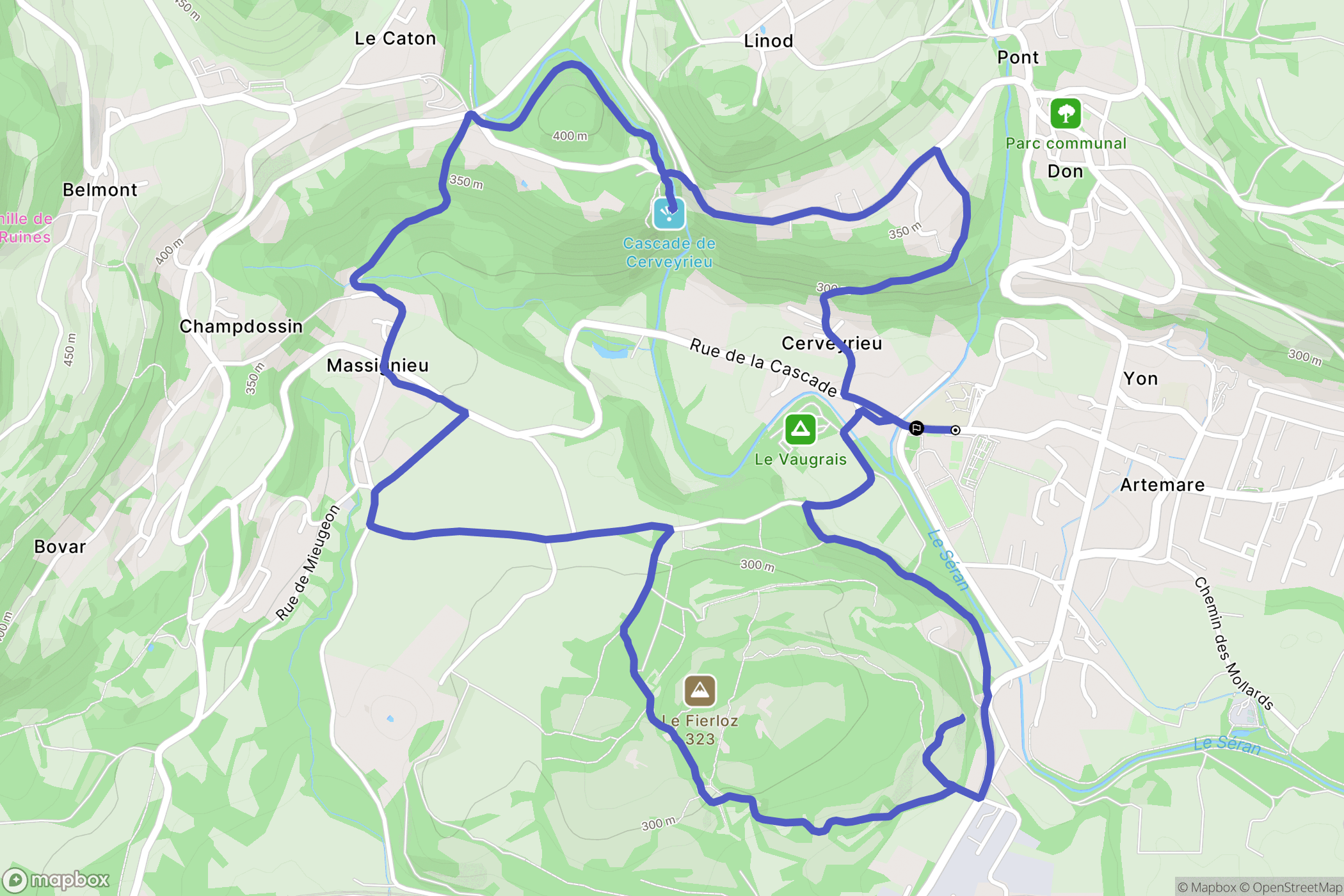 Artemare : carte du parcours de randonnée - France