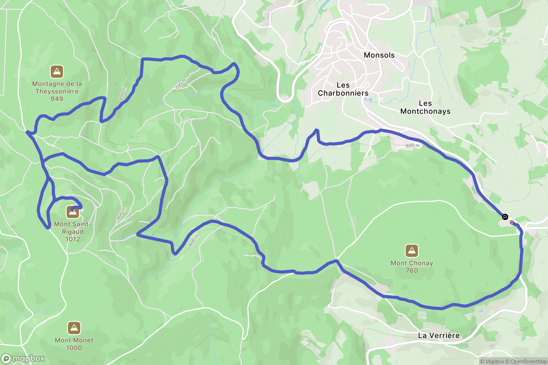 Deux-Grosnes : carte du parcours de randonnée - France