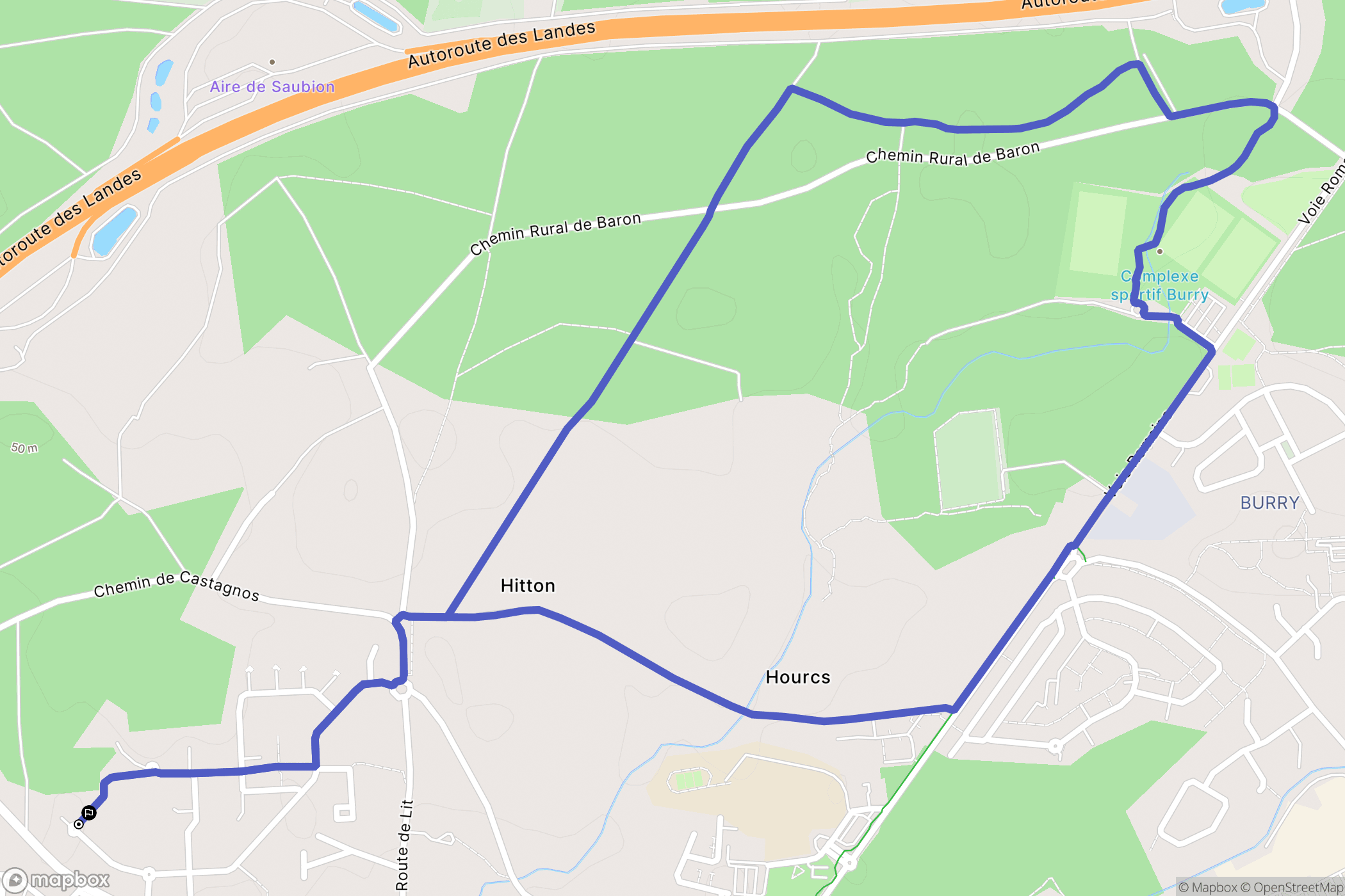 Saint-Vincent-de-Tyrosse : carte du parcours de randonnée - France