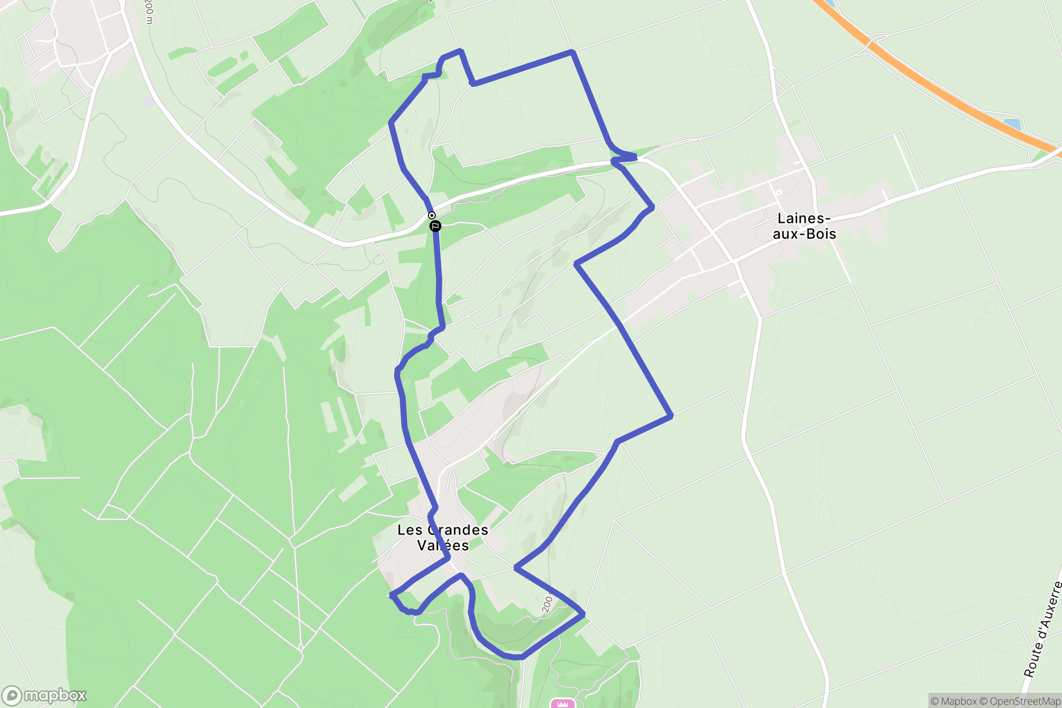 Laines-aux-Bois : carte du parcours de randonnée - France