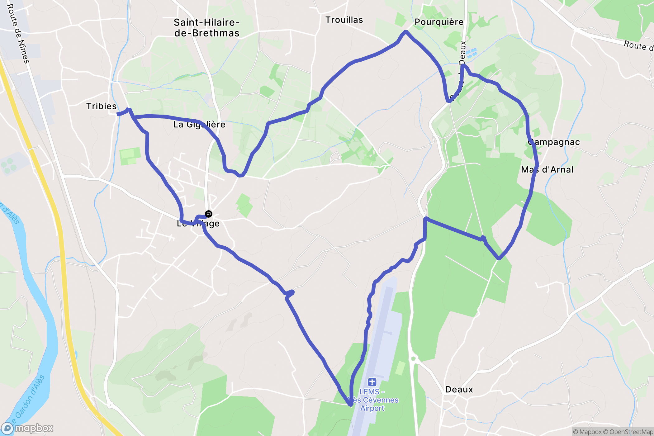 Saint-Hilaire-de-Brethmas : carte du parcours de randonnée - France