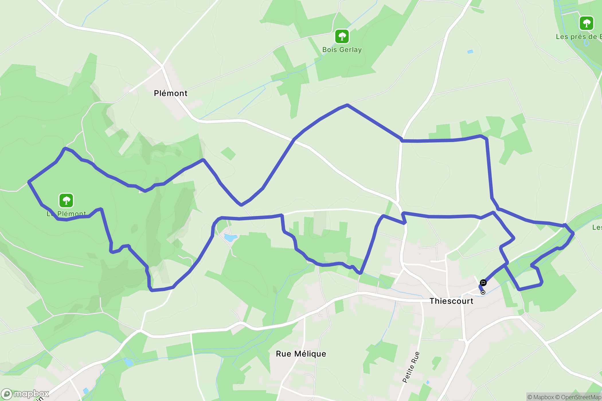 Thiescourt : carte du parcours de randonnée - France