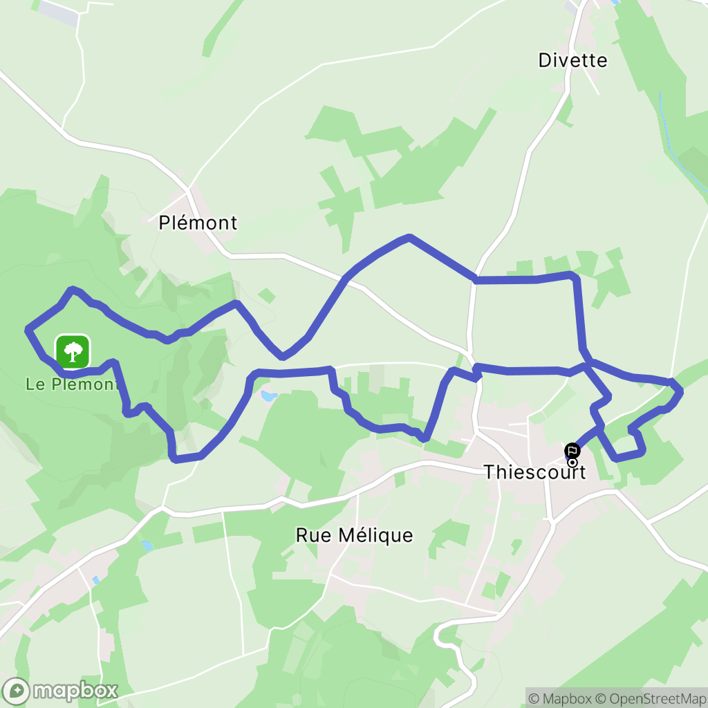 Thiescourt : carte du parcours de randonnée - France