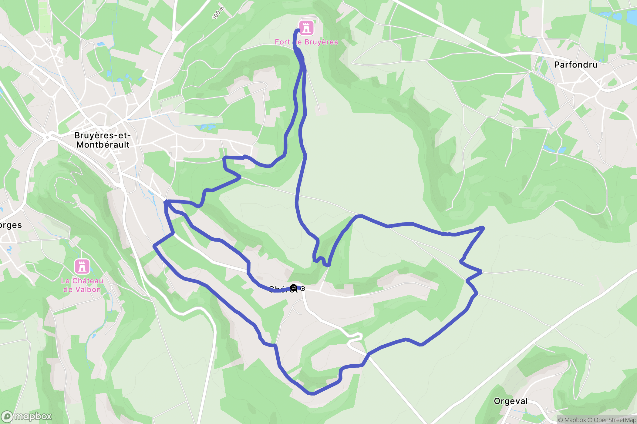 Chérêt : carte du parcours de randonnée - France