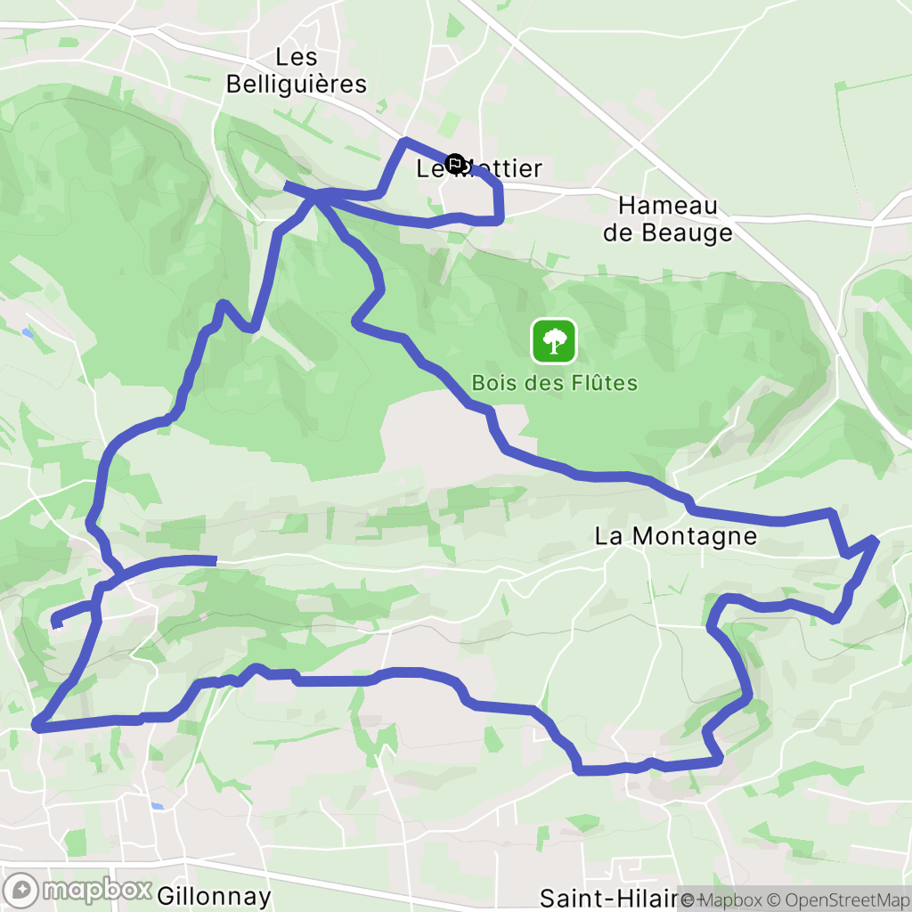 Mottier : carte du parcours de randonnée - France