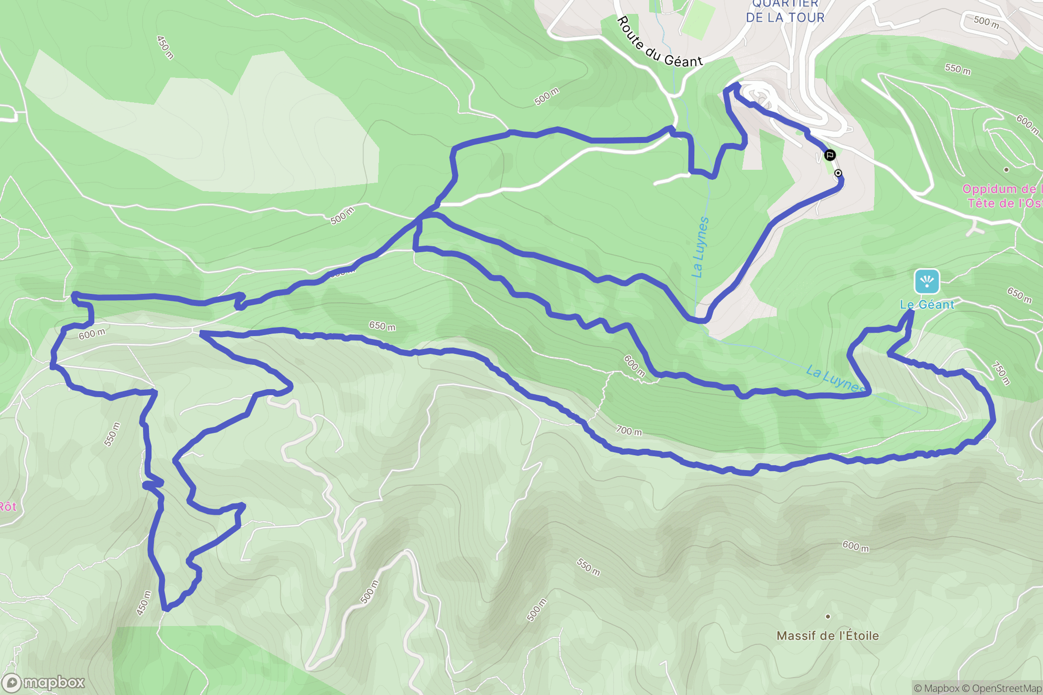 Mimet : carte du parcours de randonnée - France