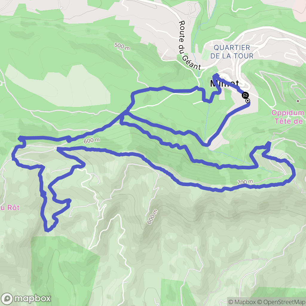 Mimet : carte du parcours de randonnée - France