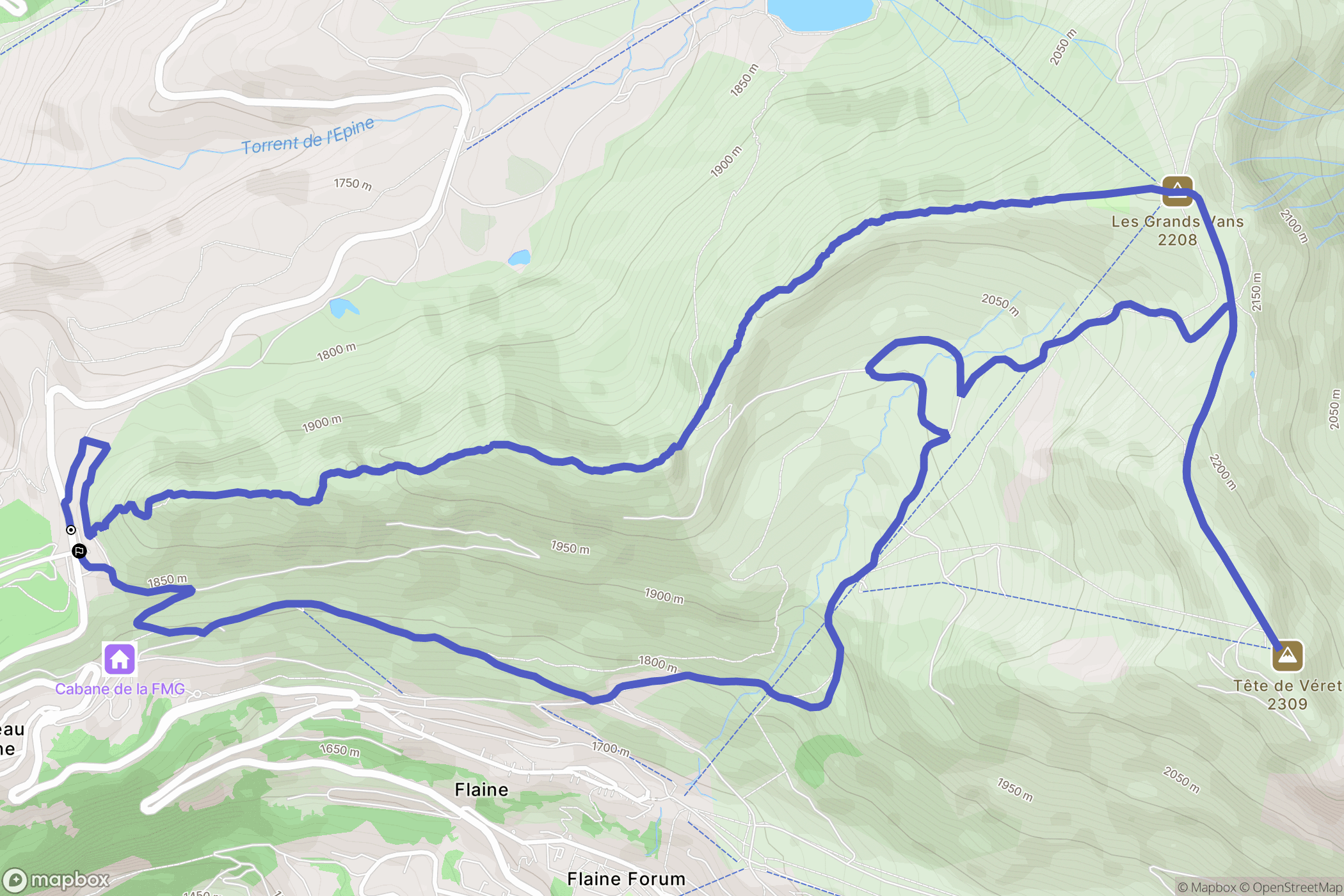 Arâches-la-Frasse : carte du parcours de randonnée - France