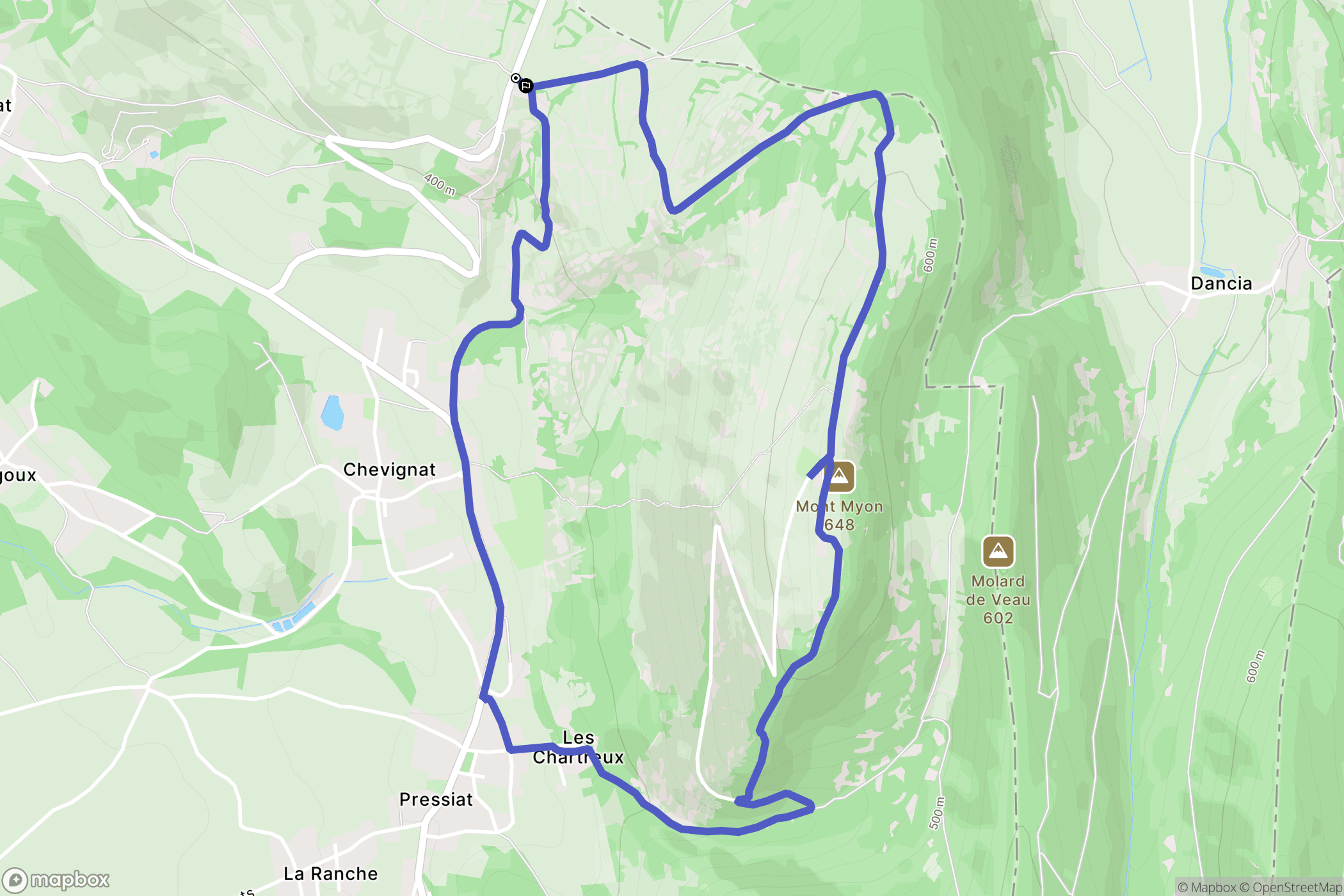 Courmangoux : carte du parcours de randonnée - France