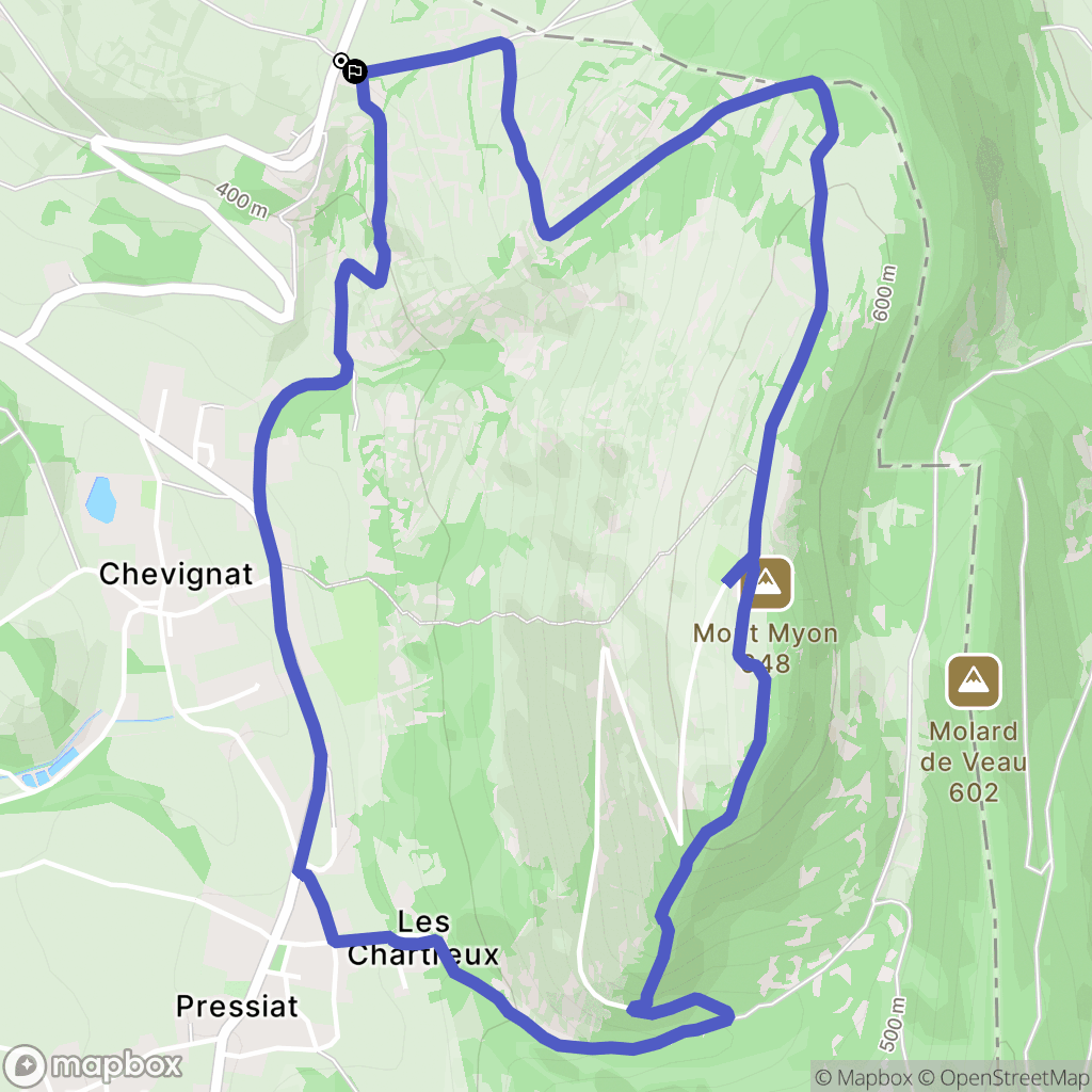Courmangoux : carte du parcours de randonnée - France