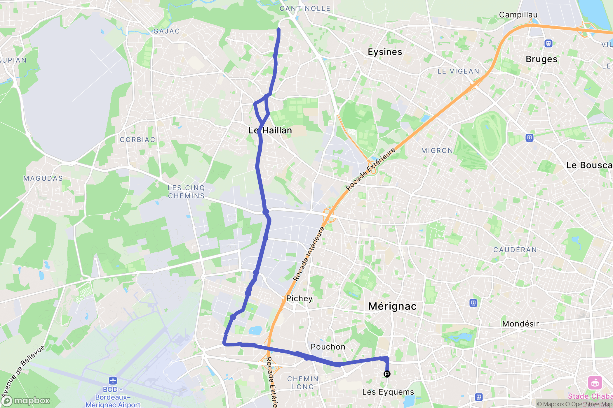 Mérignac : carte du parcours de randonnée - France
