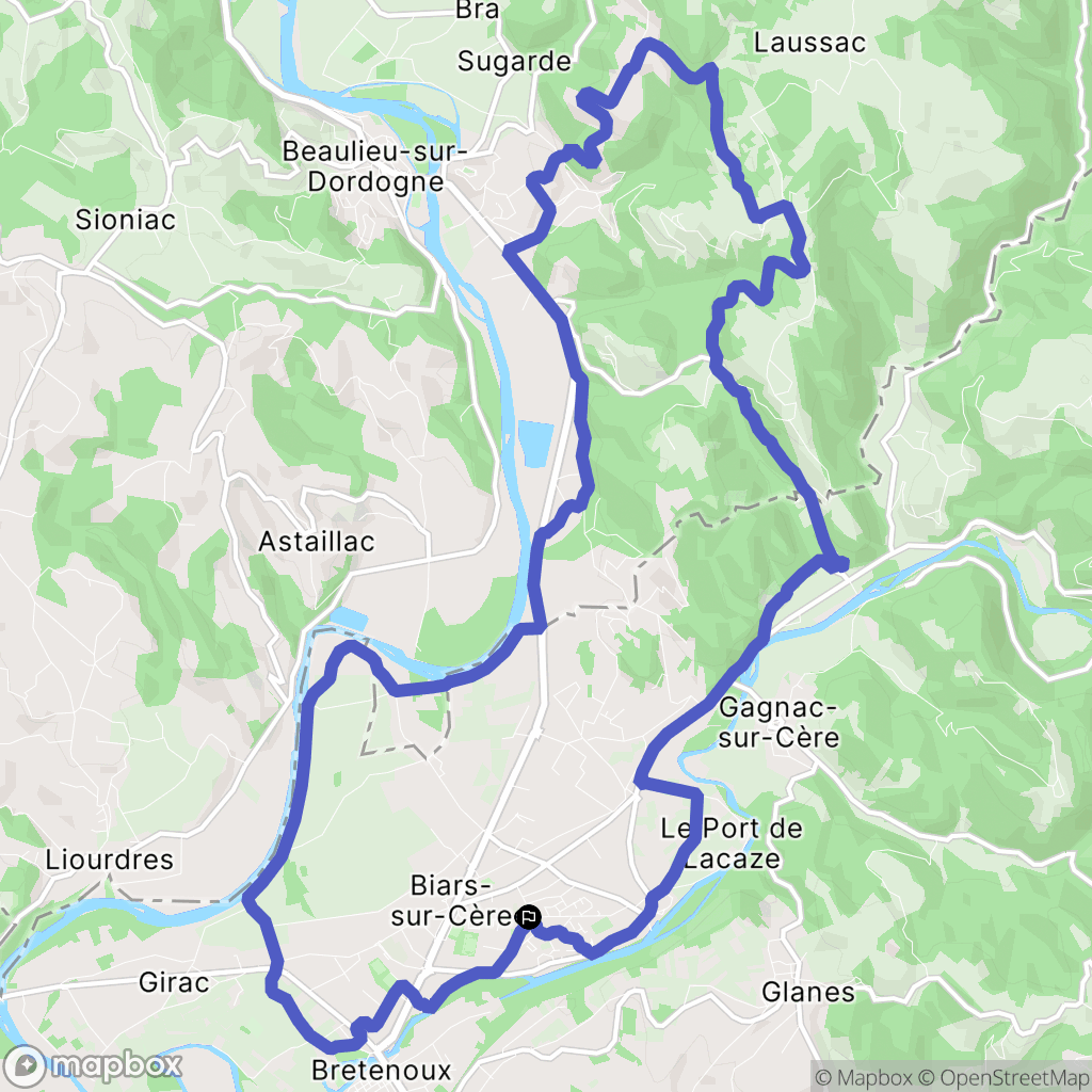 Biars-sur-Cère : carte du parcours de randonnée - France