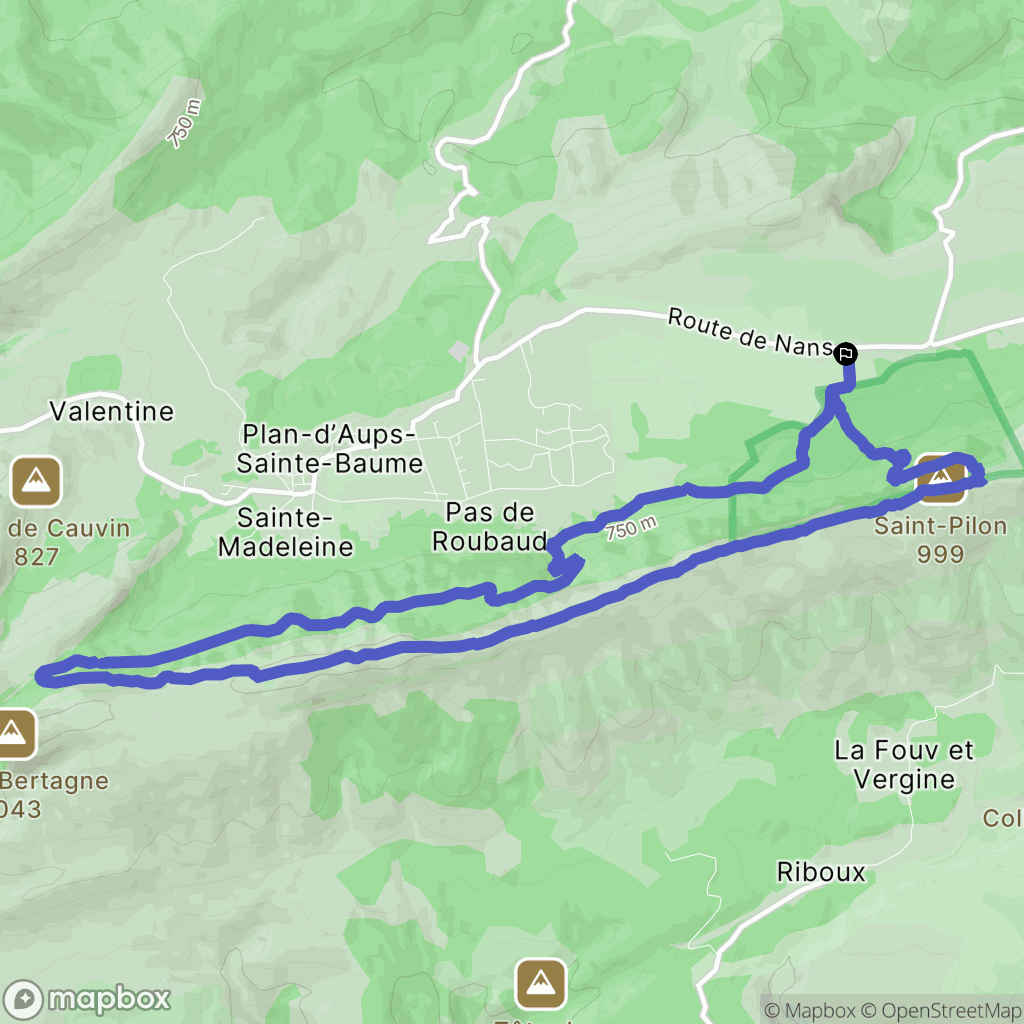 Plan-d'Aups-Sainte-Baume : carte du parcours de randonnée - France