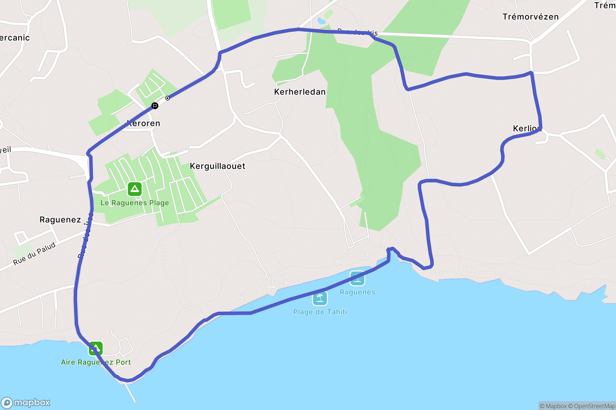 Névez : carte du parcours de randonnée - France