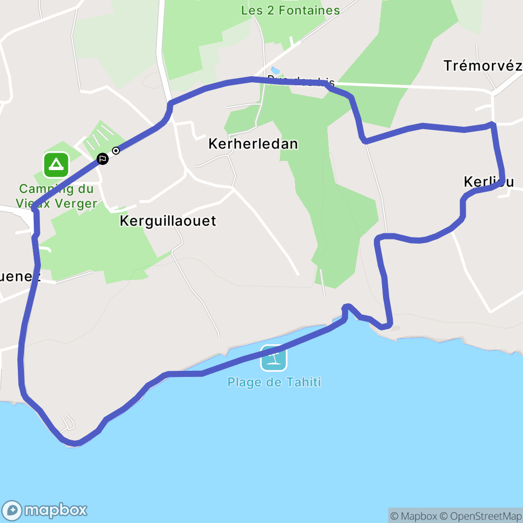 Névez : carte du parcours de randonnée - France
