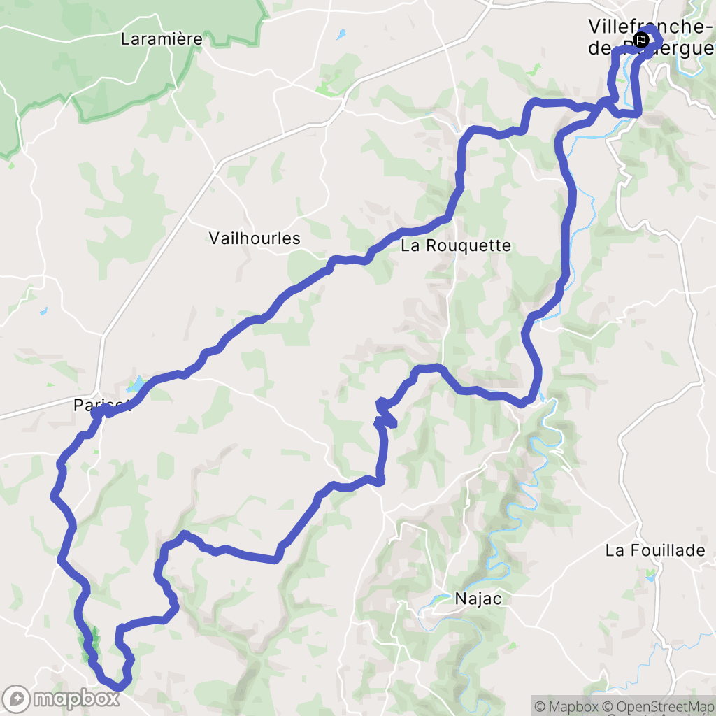 Villefranche-de-Rouergue : carte du parcours de randonnée - France
