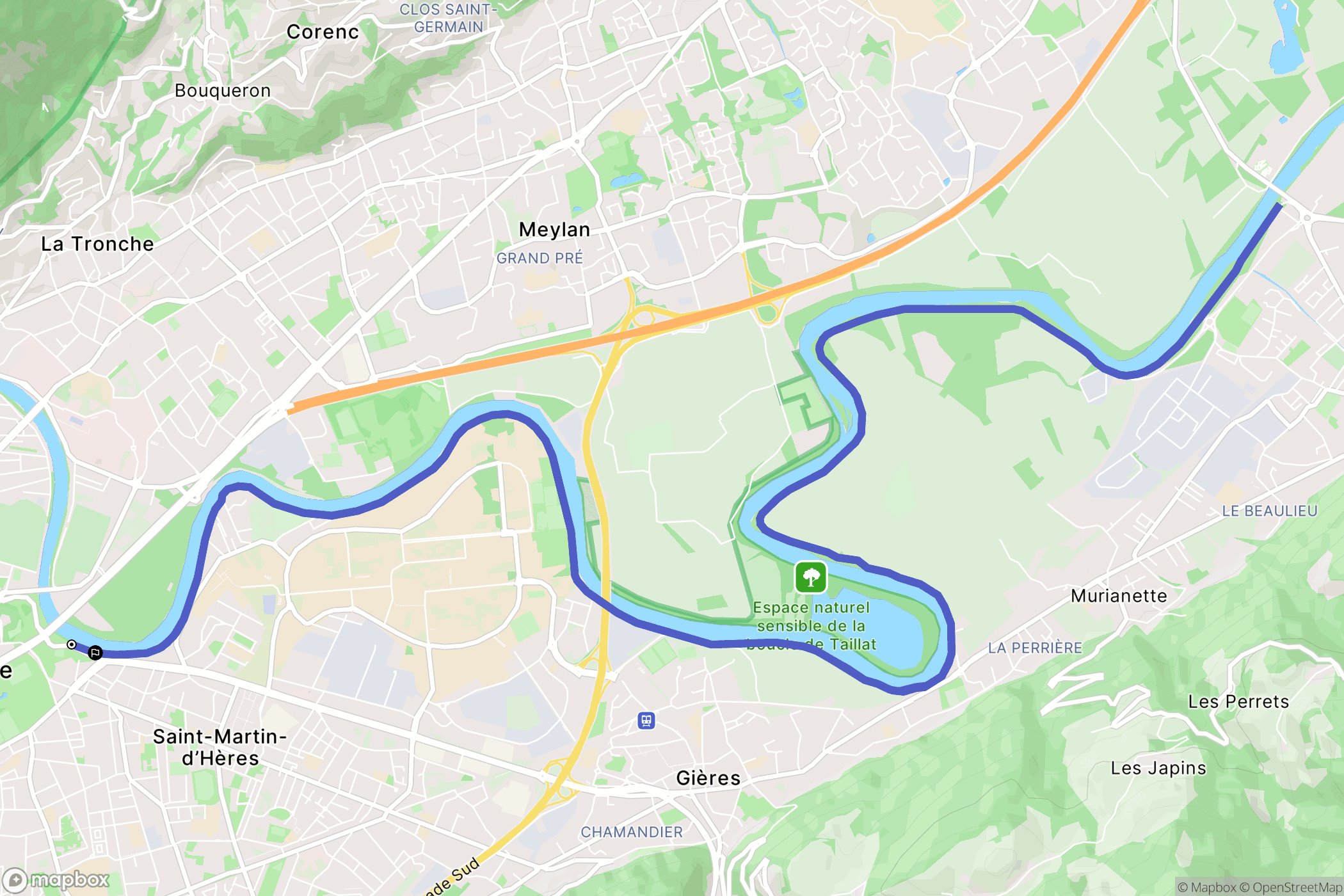 Grenoble : carte du parcours de randonnée - France