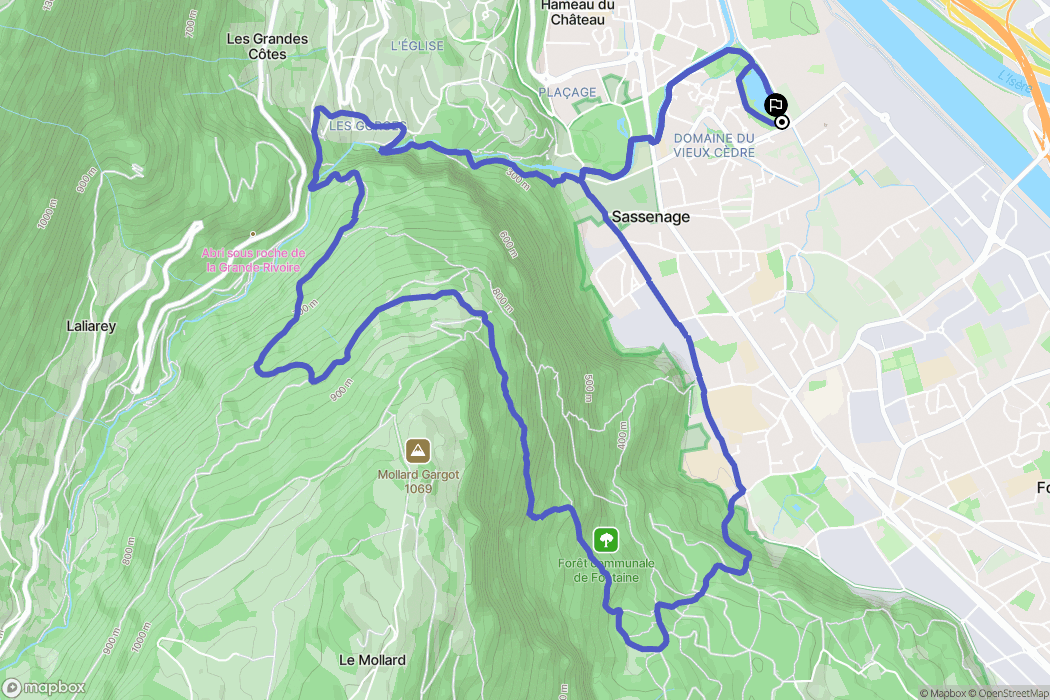 Sassenage : carte du parcours de randonnée - France