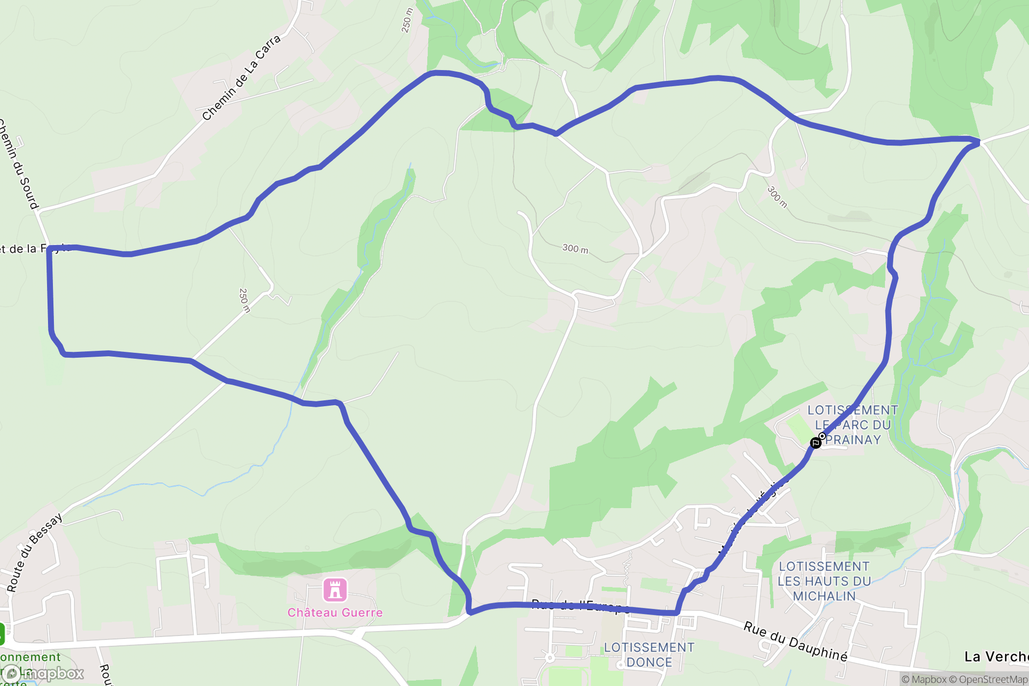 Estrablin : carte du parcours de randonnée - France