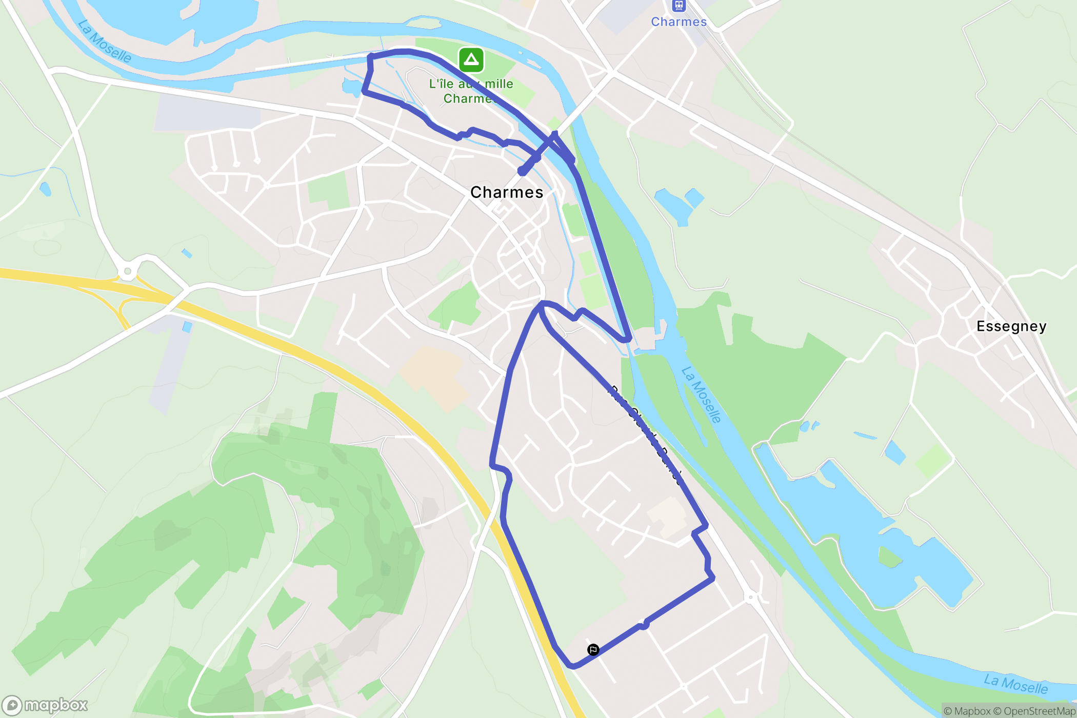 Charmes : carte du parcours de randonnée - France