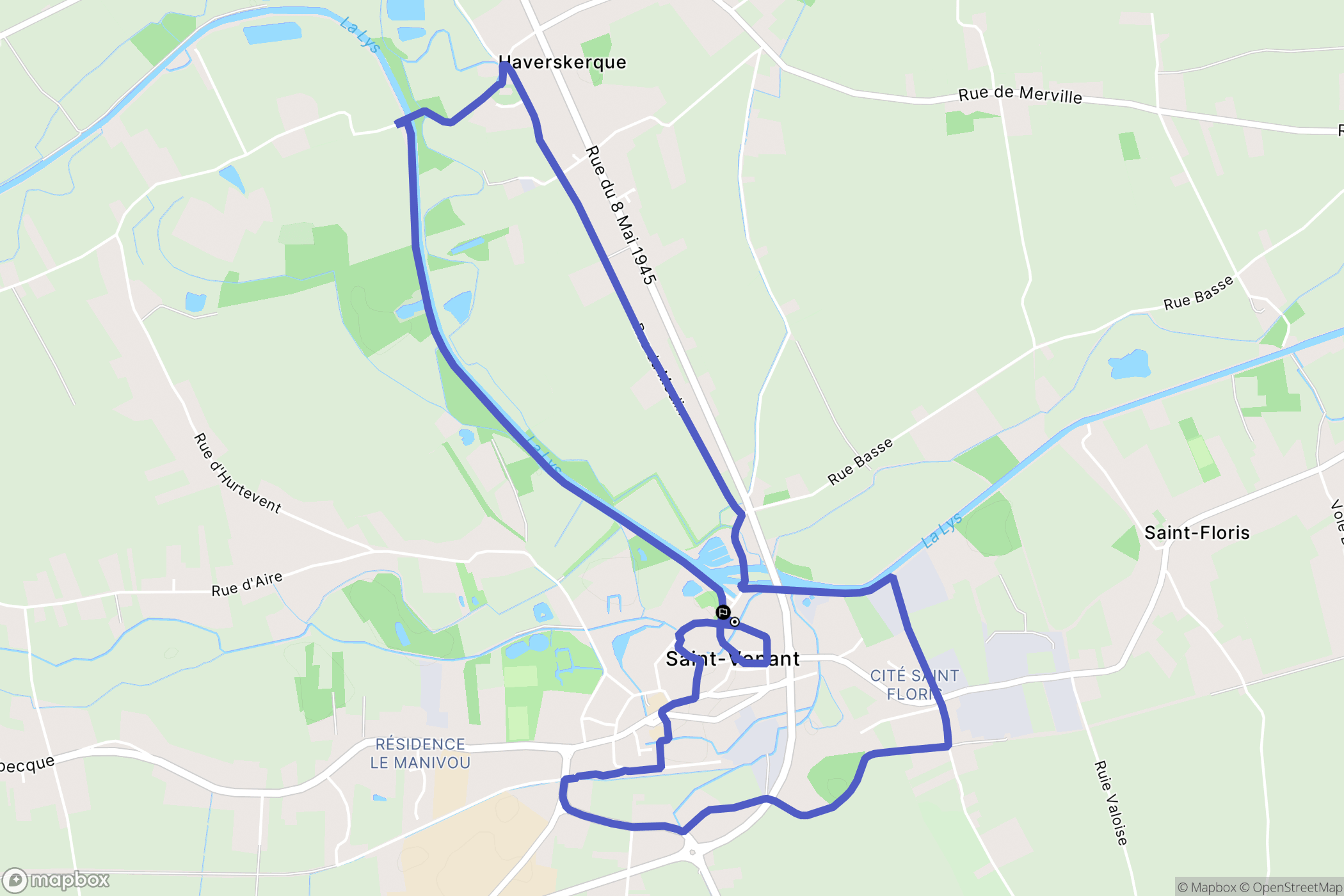 Saint-Venant : carte du parcours de randonnée - France