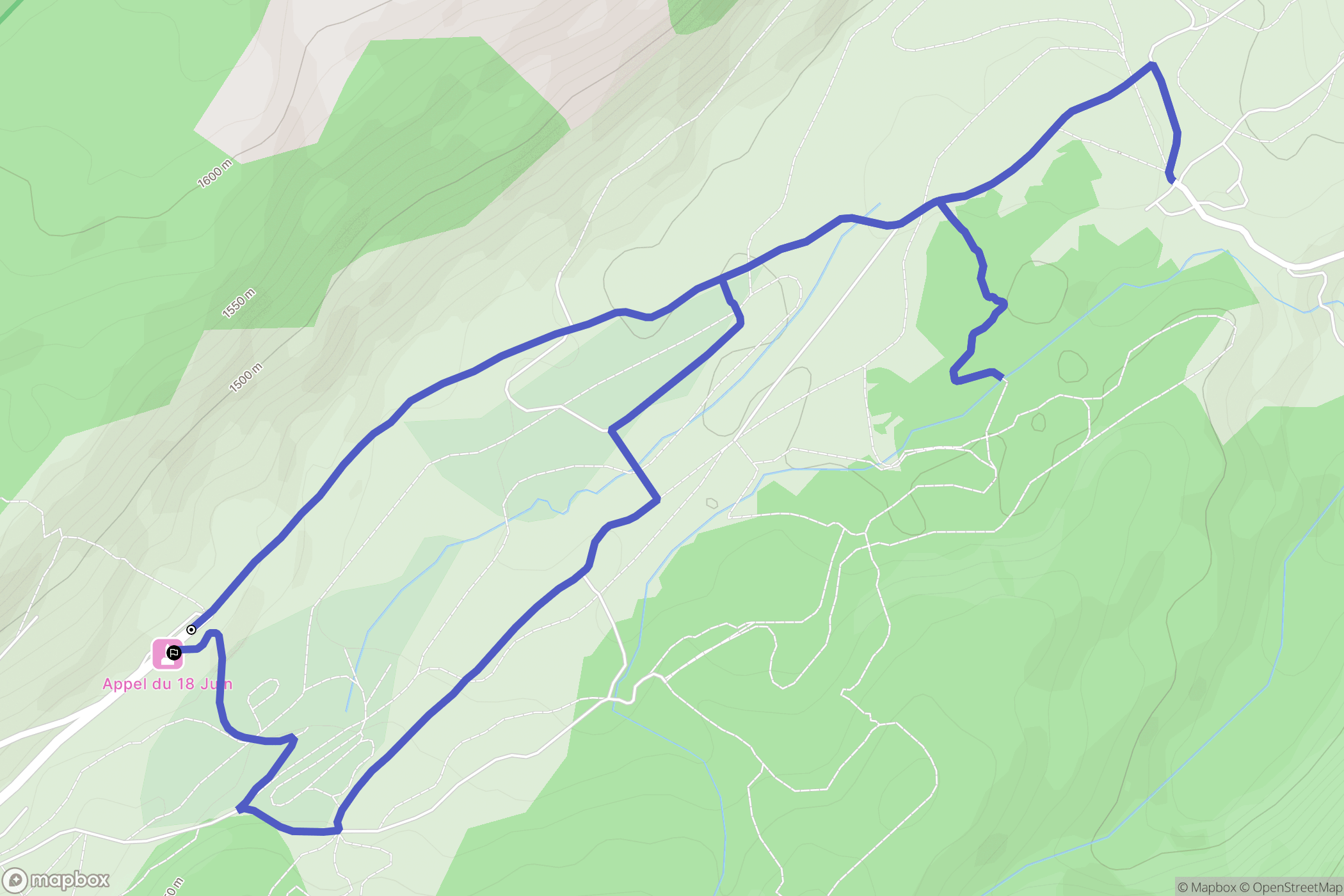 Fillière : carte du parcours de randonnée - France