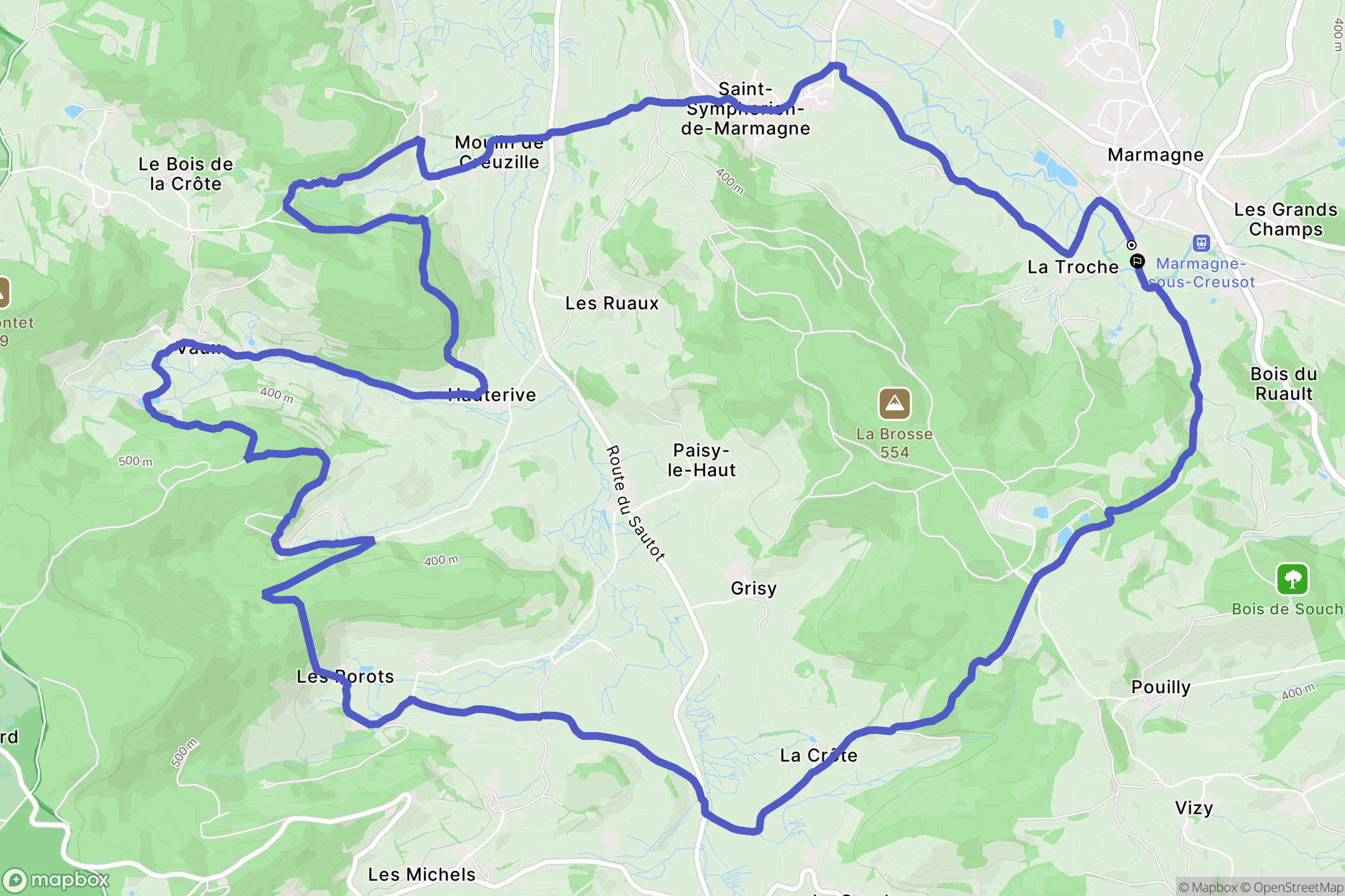 Marmagne : carte du parcours de randonnée - France