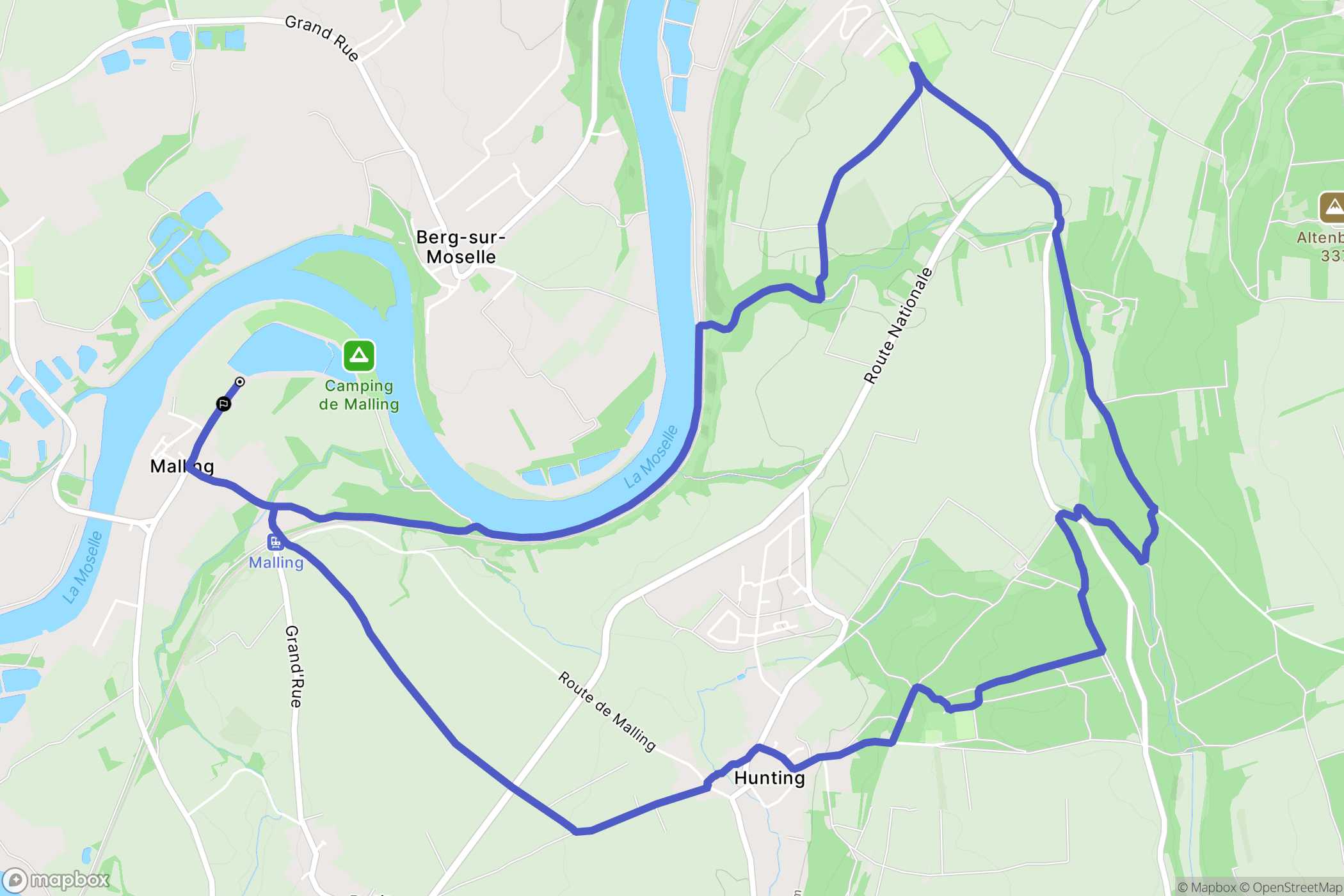 Malling : carte du parcours de randonnée - France