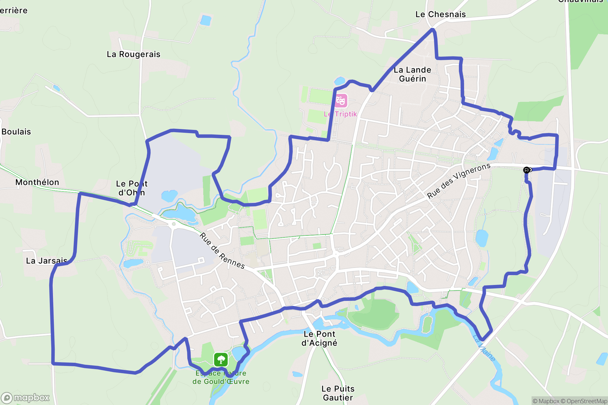 Acigné : carte du parcours de randonnée - France