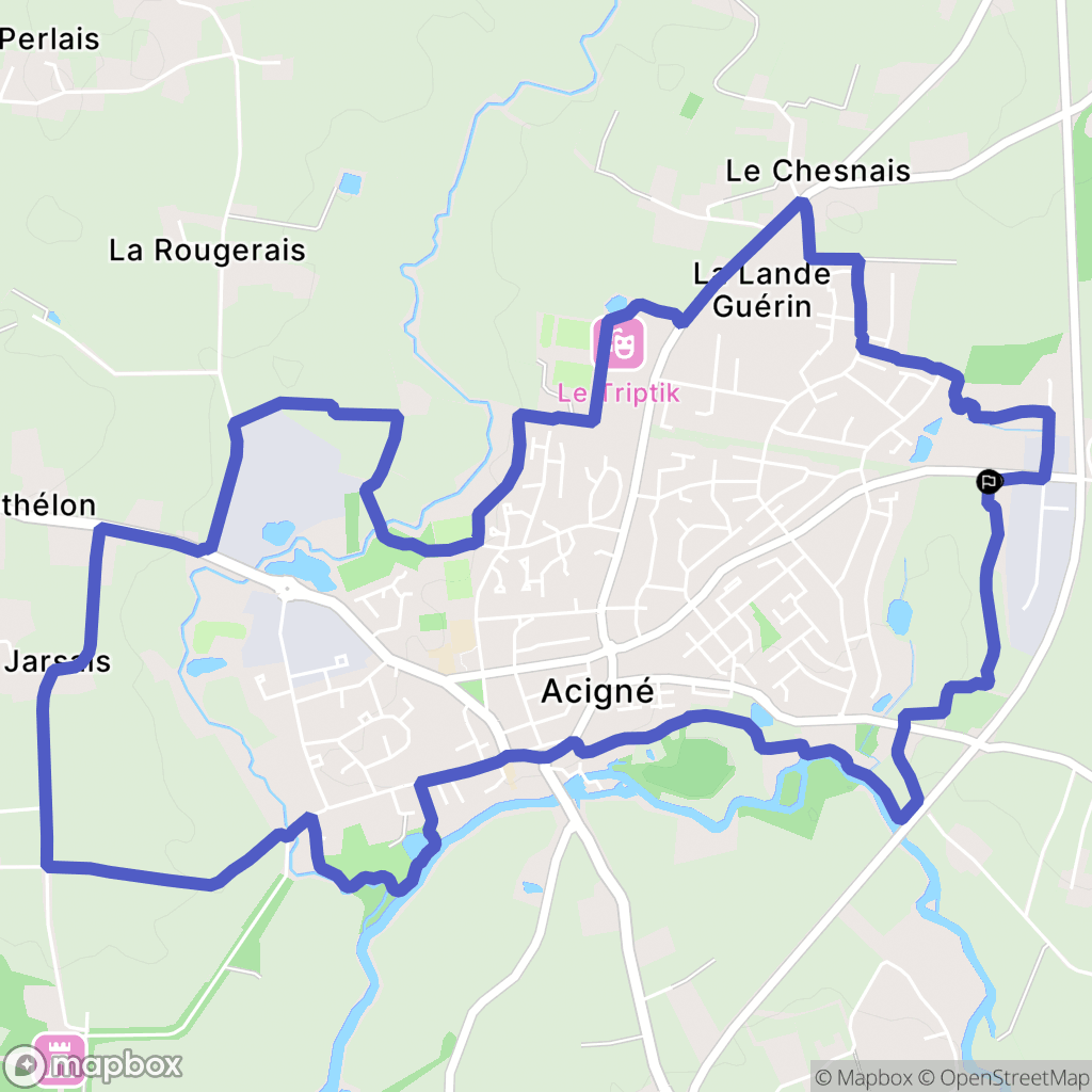 Acigné : carte du parcours de randonnée - France