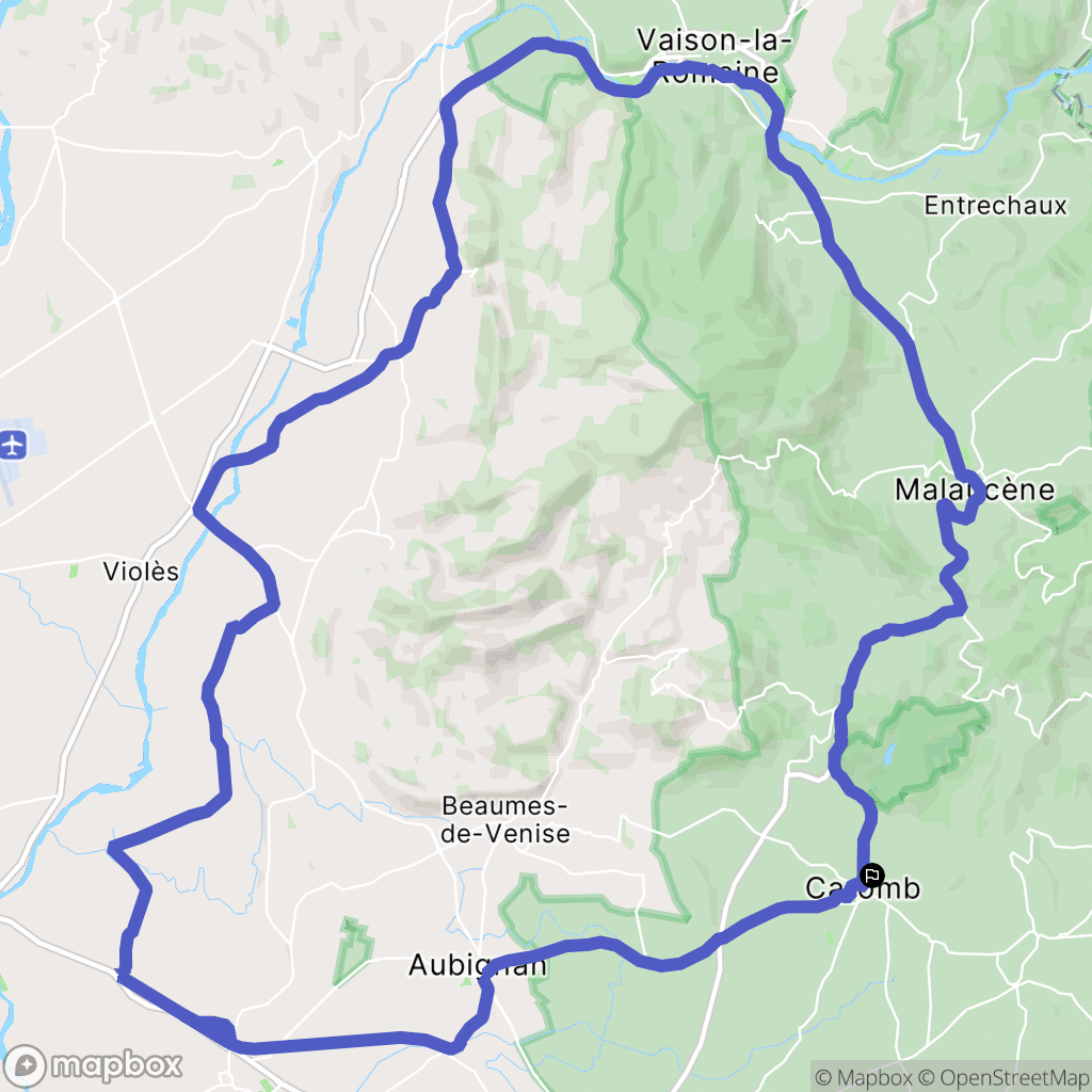 Caromb : carte du parcours de randonnée - France