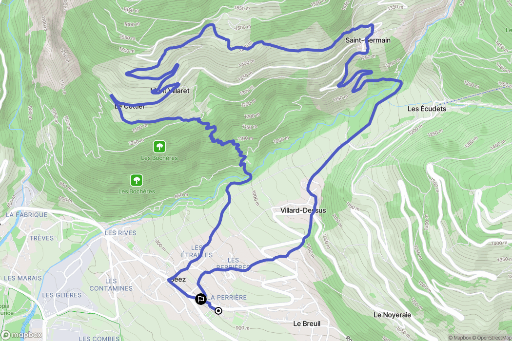 Séez : carte du parcours de randonnée - France