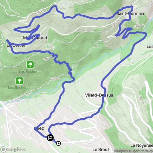 Séez : carte du parcours de randonnée - France