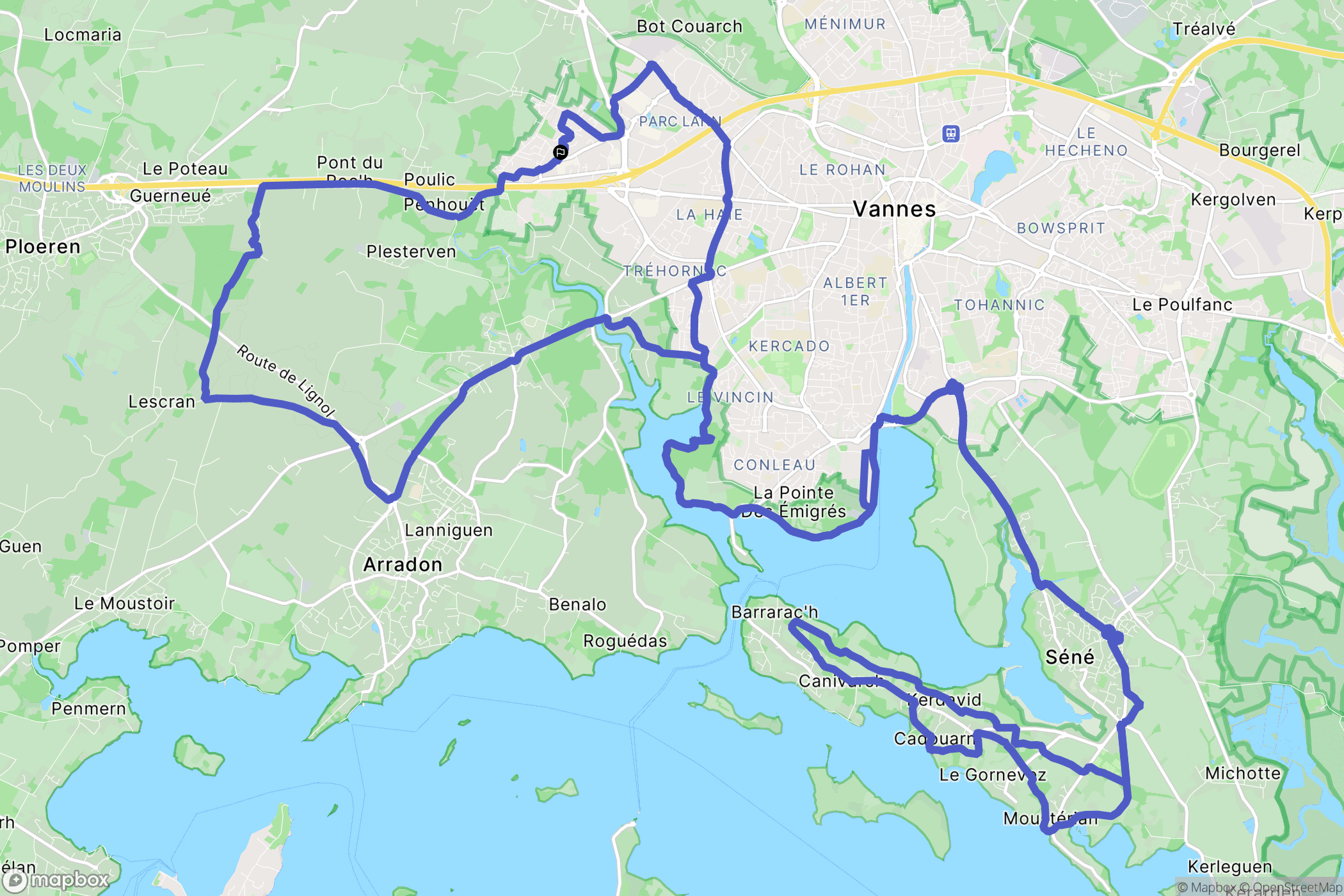 Ploeren : carte du parcours de randonnée - France