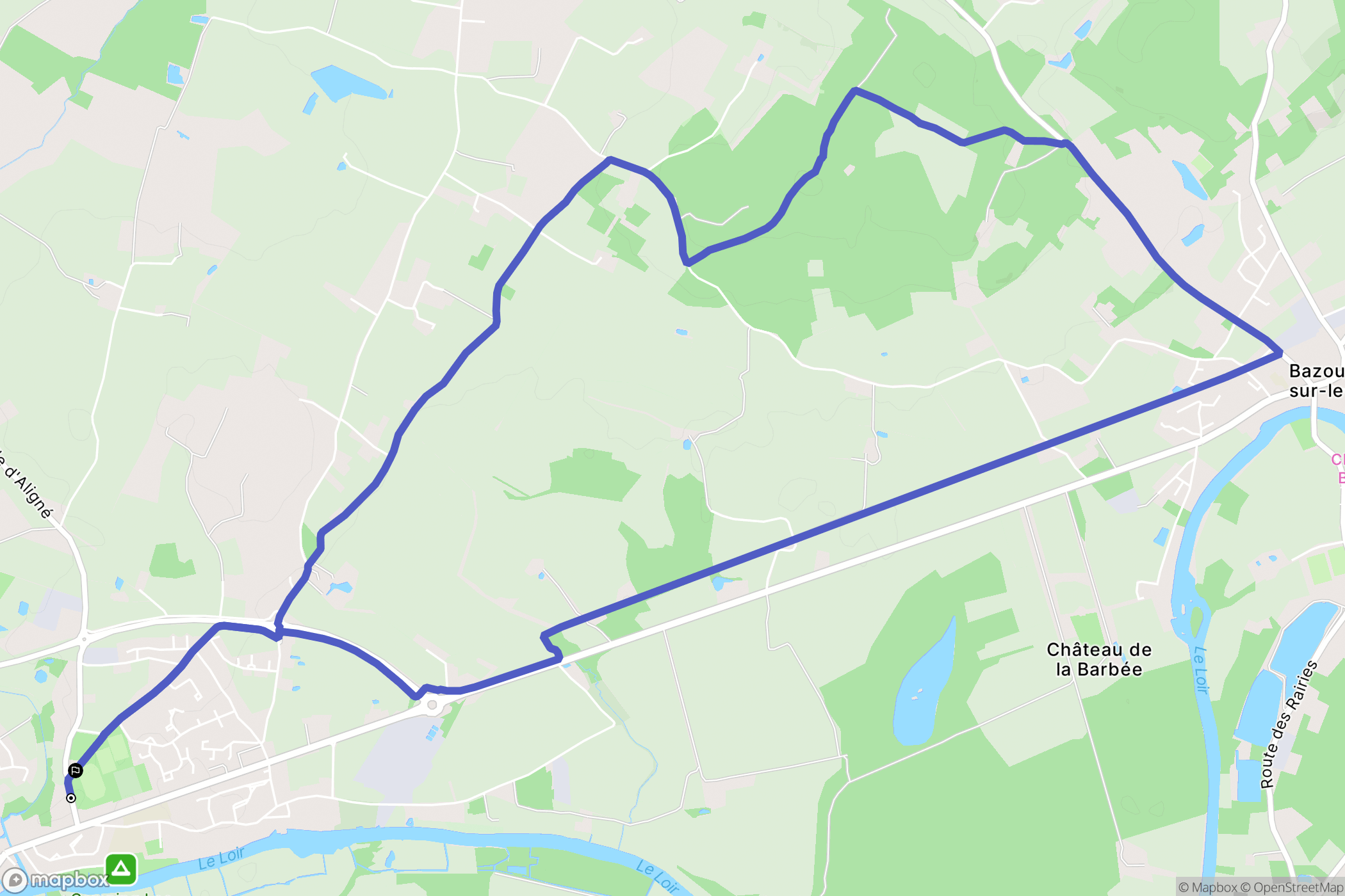 Durtal : carte du parcours de randonnée - France