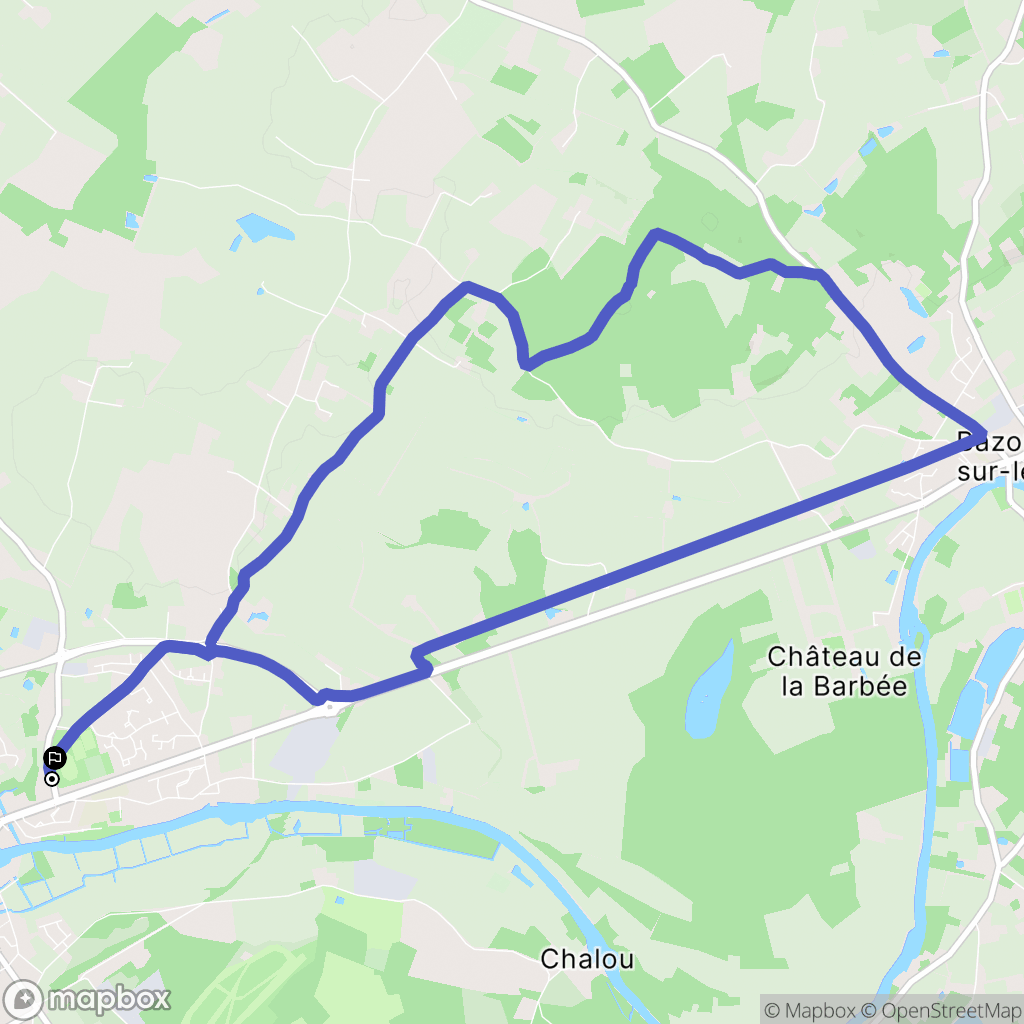 Durtal : carte du parcours de randonnée - France