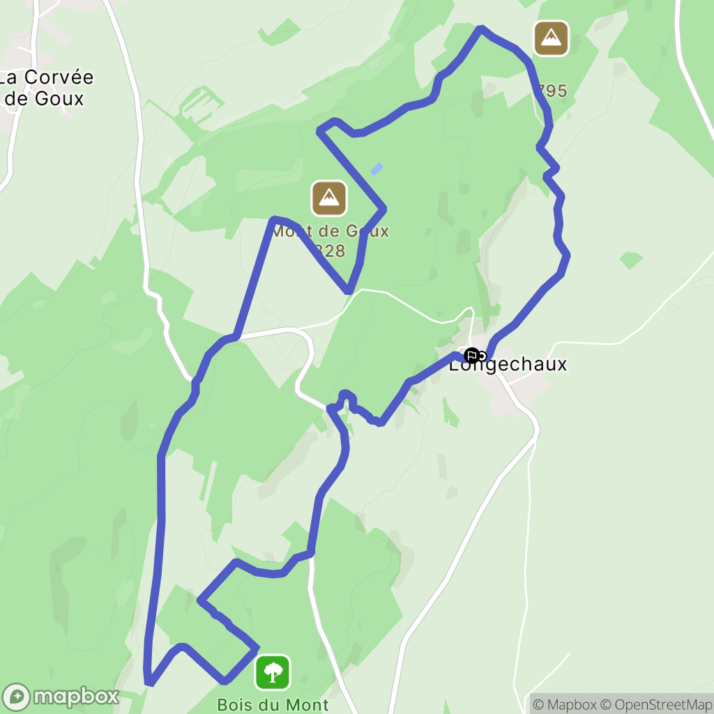Longechaux : carte du parcours de randonnée - France