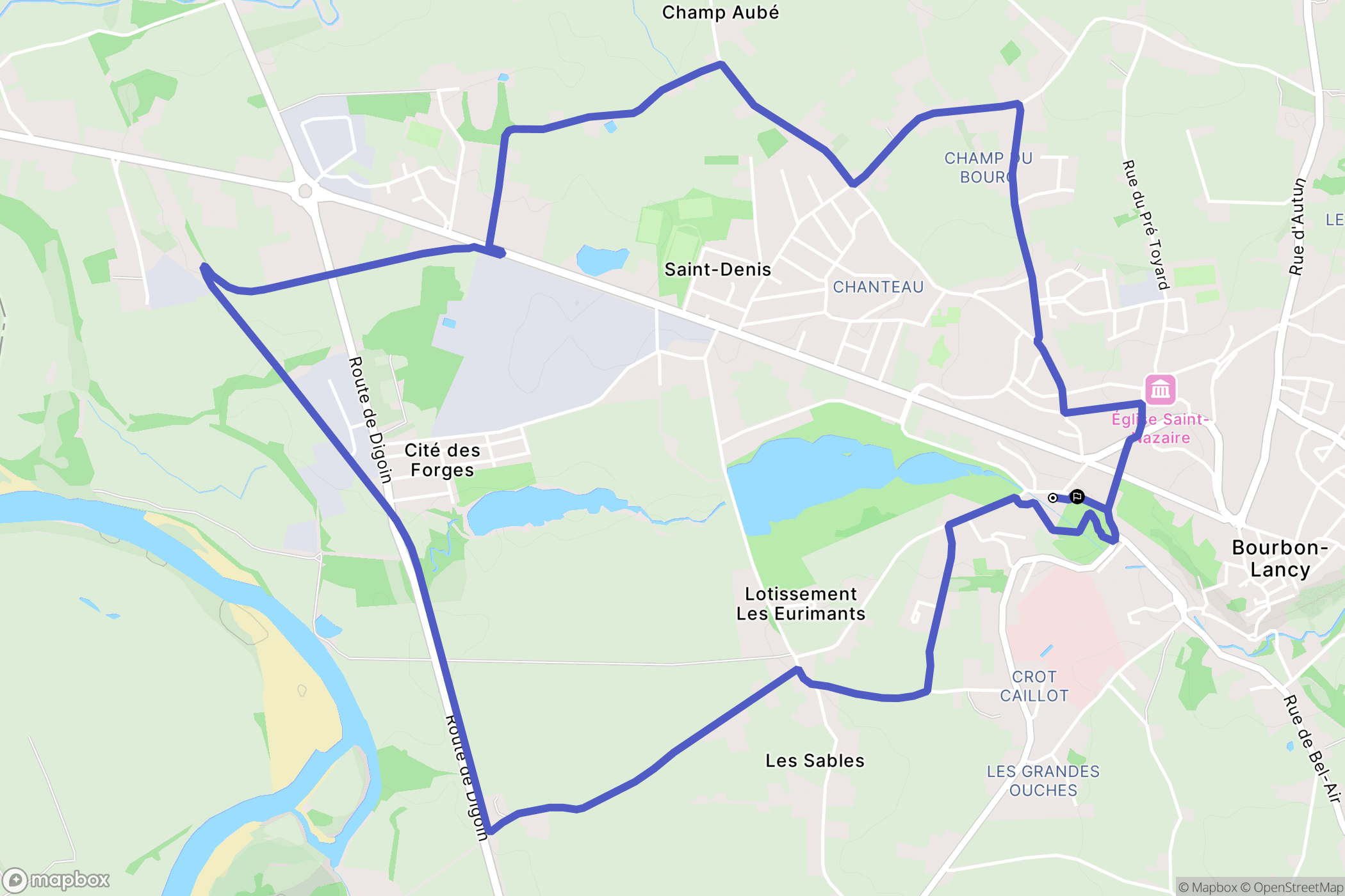 Bourbon-Lancy : carte du parcours de randonnée - France